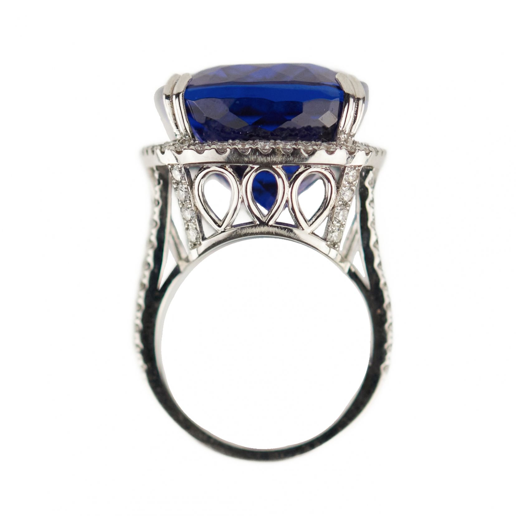 Gold ring with tanzanite and diamonds. - Image 3 of 5