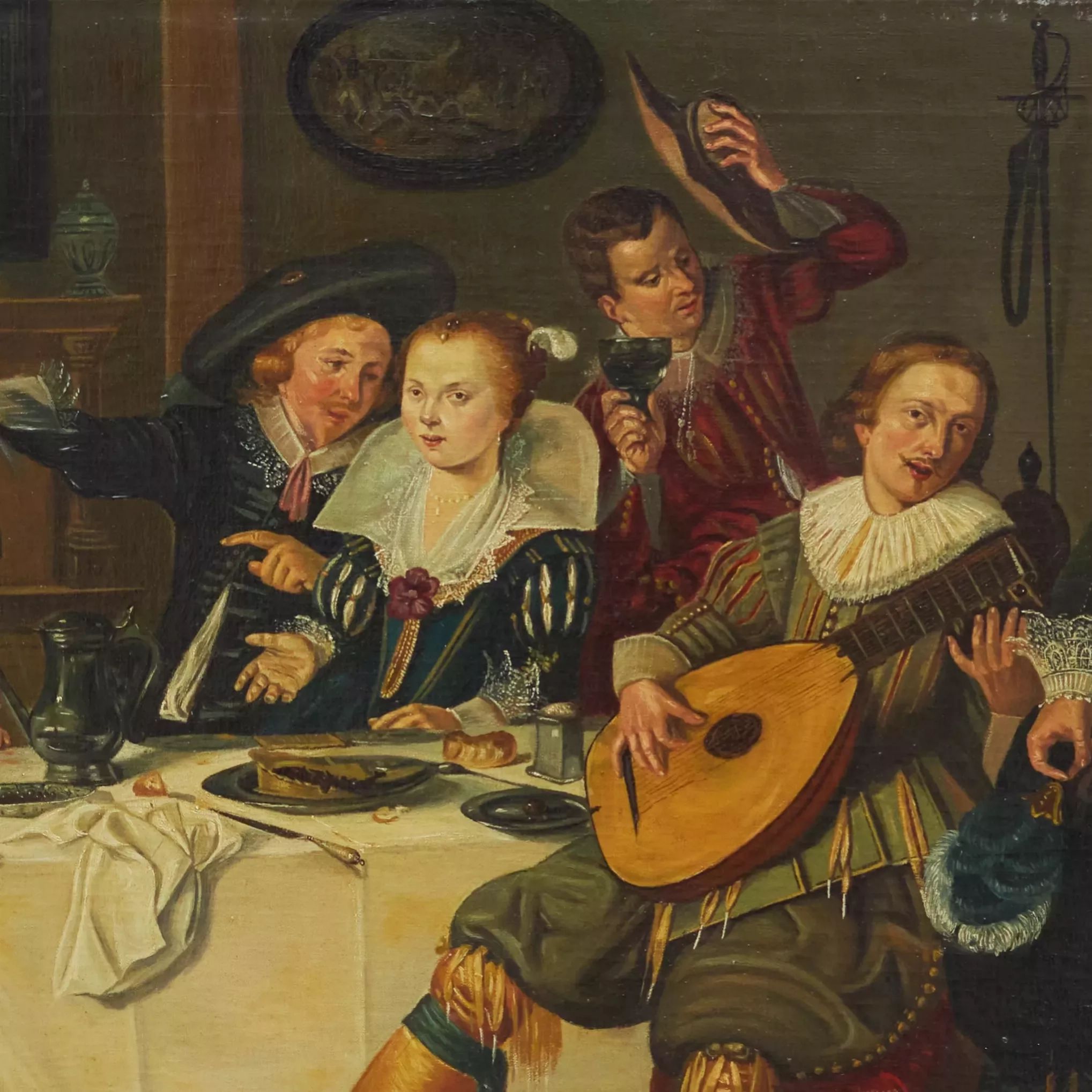 School of Dirck Hals (1591-1656). Feasting company. - Image 3 of 8