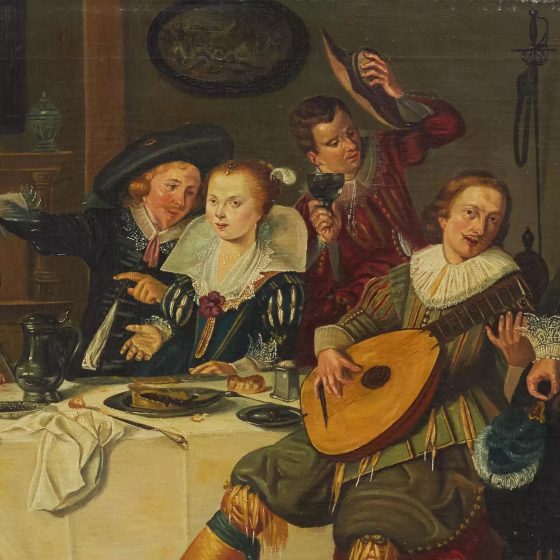 School of Dirck Hals (1591-1656). Feasting company. - Bild 3 aus 8