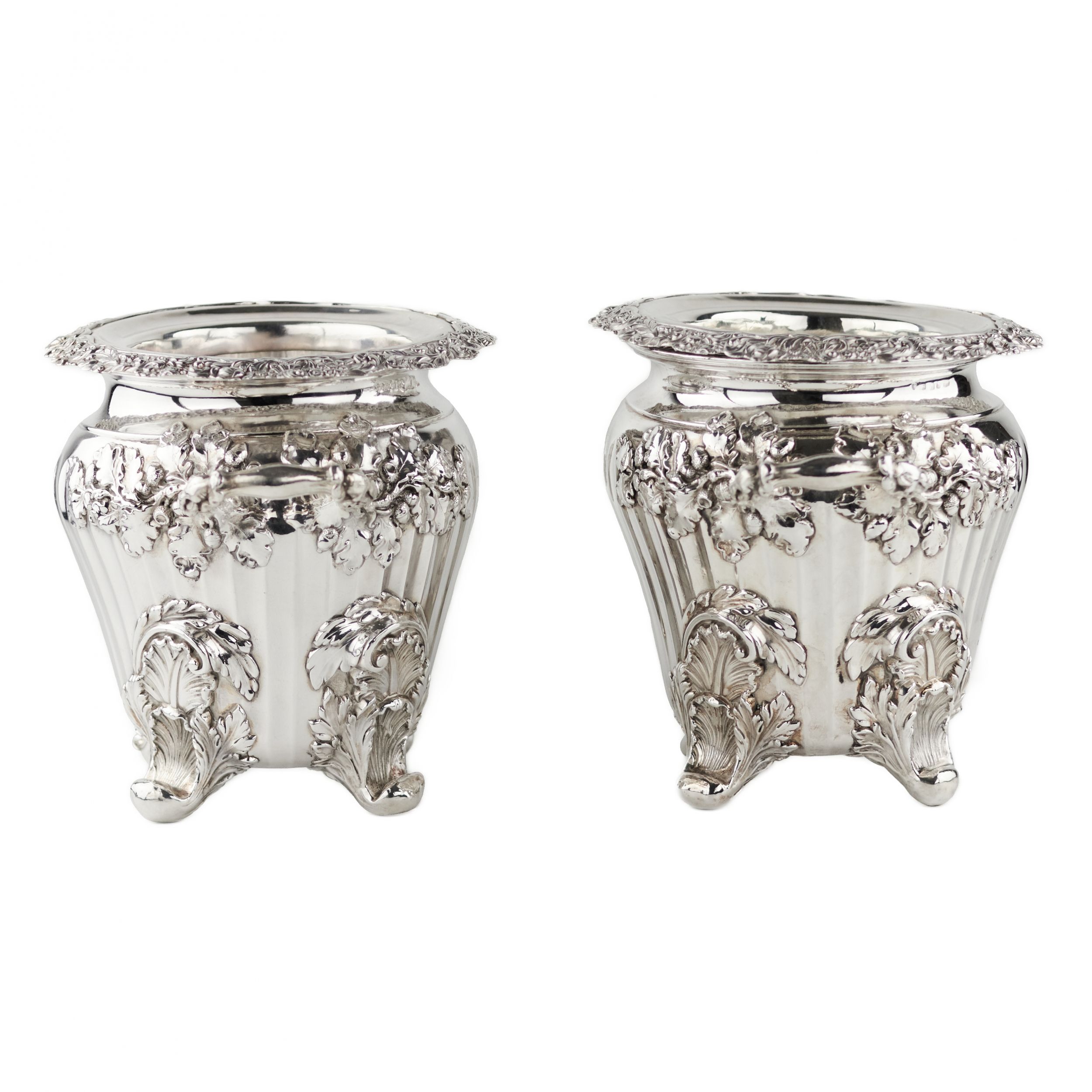 Pair of large, embossed silver wine coolers. England. 1804 Stephen Adams. - Image 3 of 10