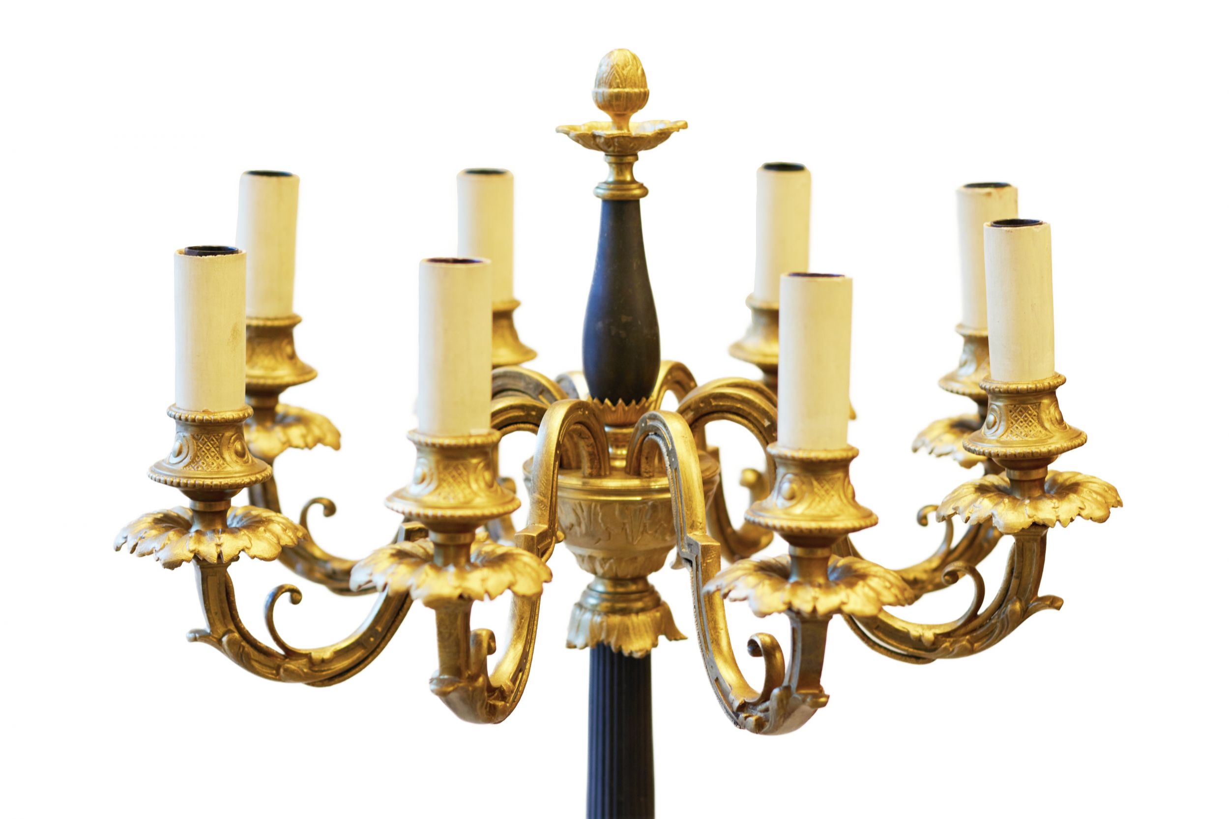 French floor lamp made of gilded and patinated bronze. The turn of the 19th and 20th centuries. - Image 5 of 5