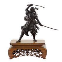 Japanese bronze sculpture of a samurai warrior. Japan. Meiji. The turn of the 19th-20th century.