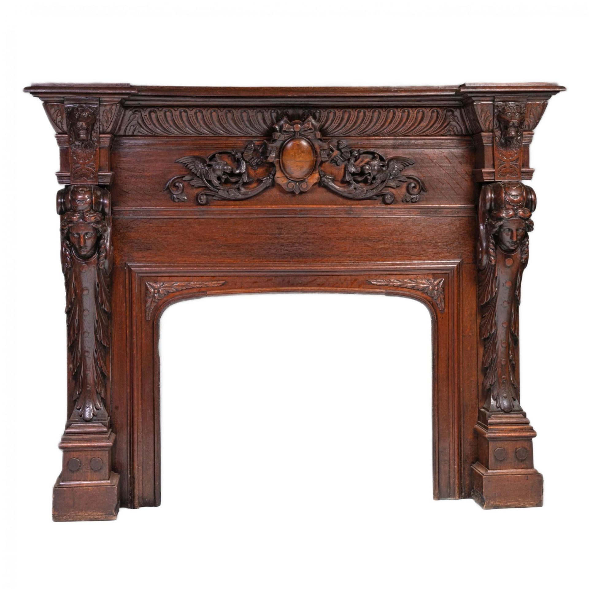 Carved oak fireplace in Renaissance style. - Bild 4 aus 4