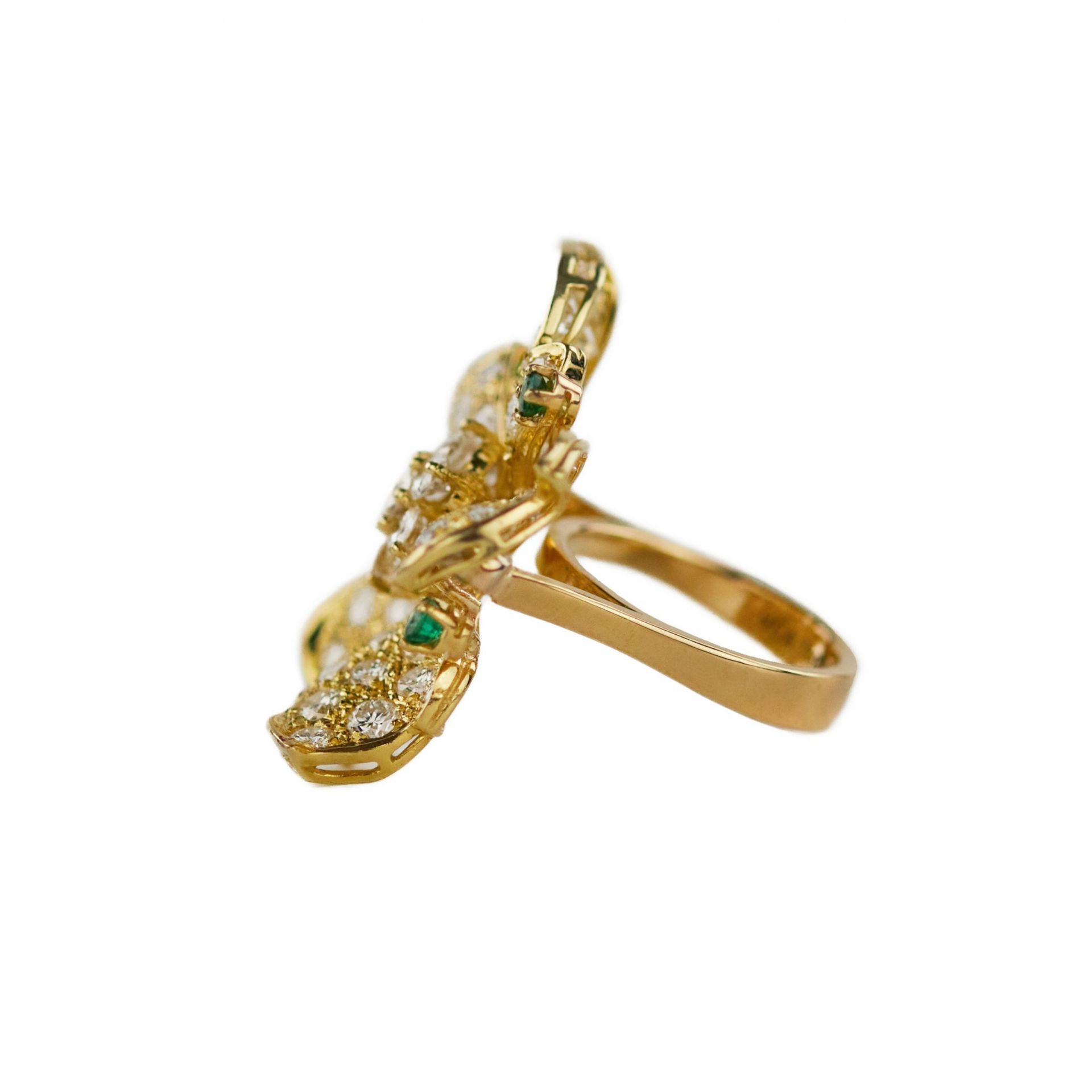 Gold 18K ring with seventy-seven diamonds and five emeralds. - Bild 4 aus 8