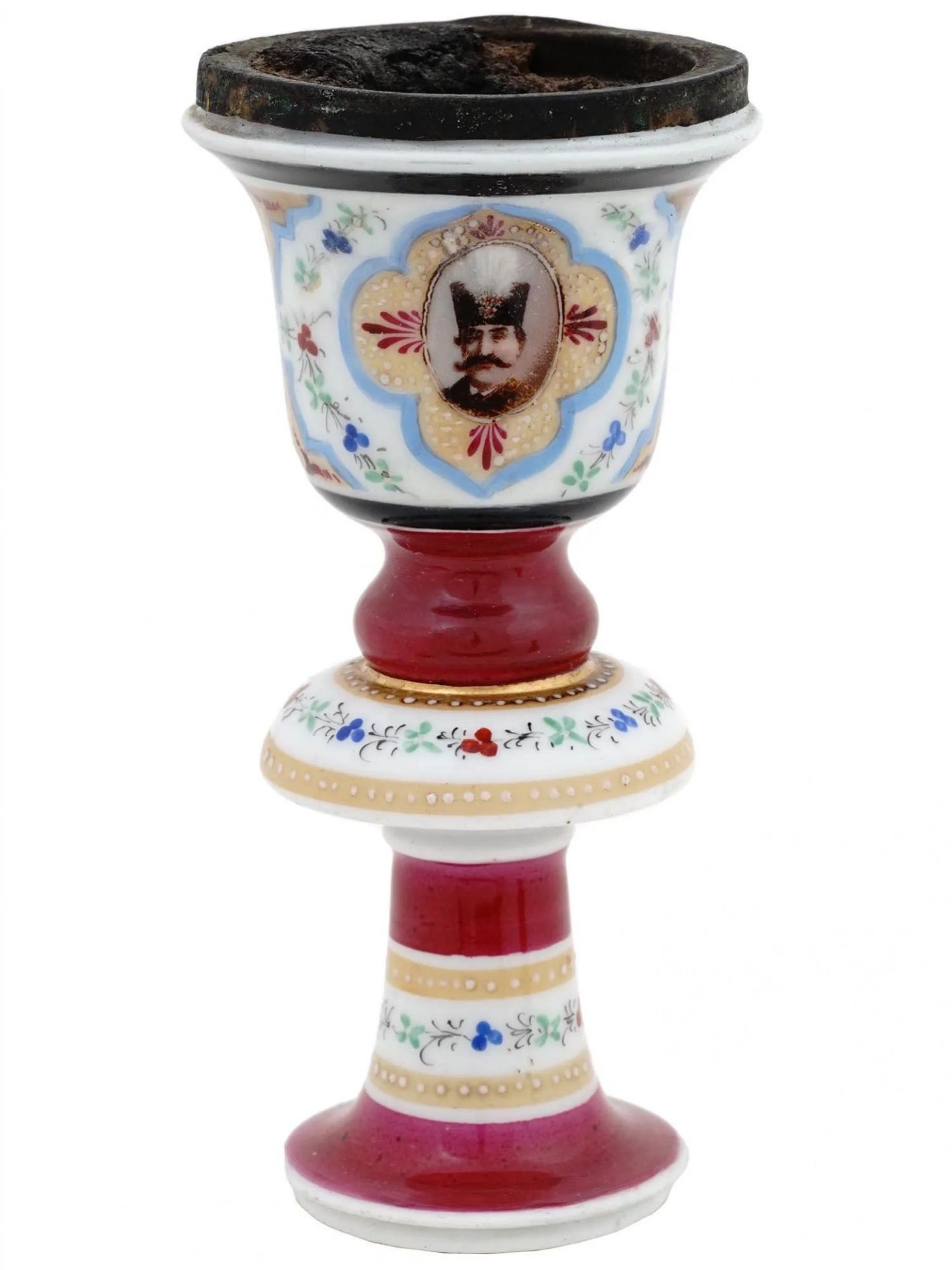 Hand painted porcelain hookah. Kuznetsov factory in Dulevo. Russia. 19th century - Bild 4 aus 9