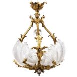 Chandelier in gilded bronze by LEROLLE Freres, Napoleon III period. France