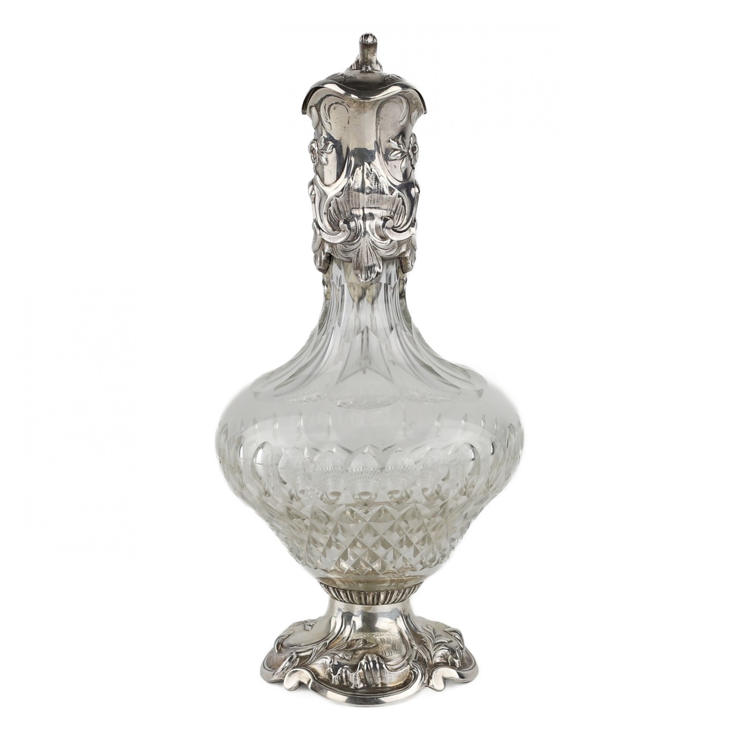 Portuguese crystal wine jug in silver. 19th century. - Image 3 of 7