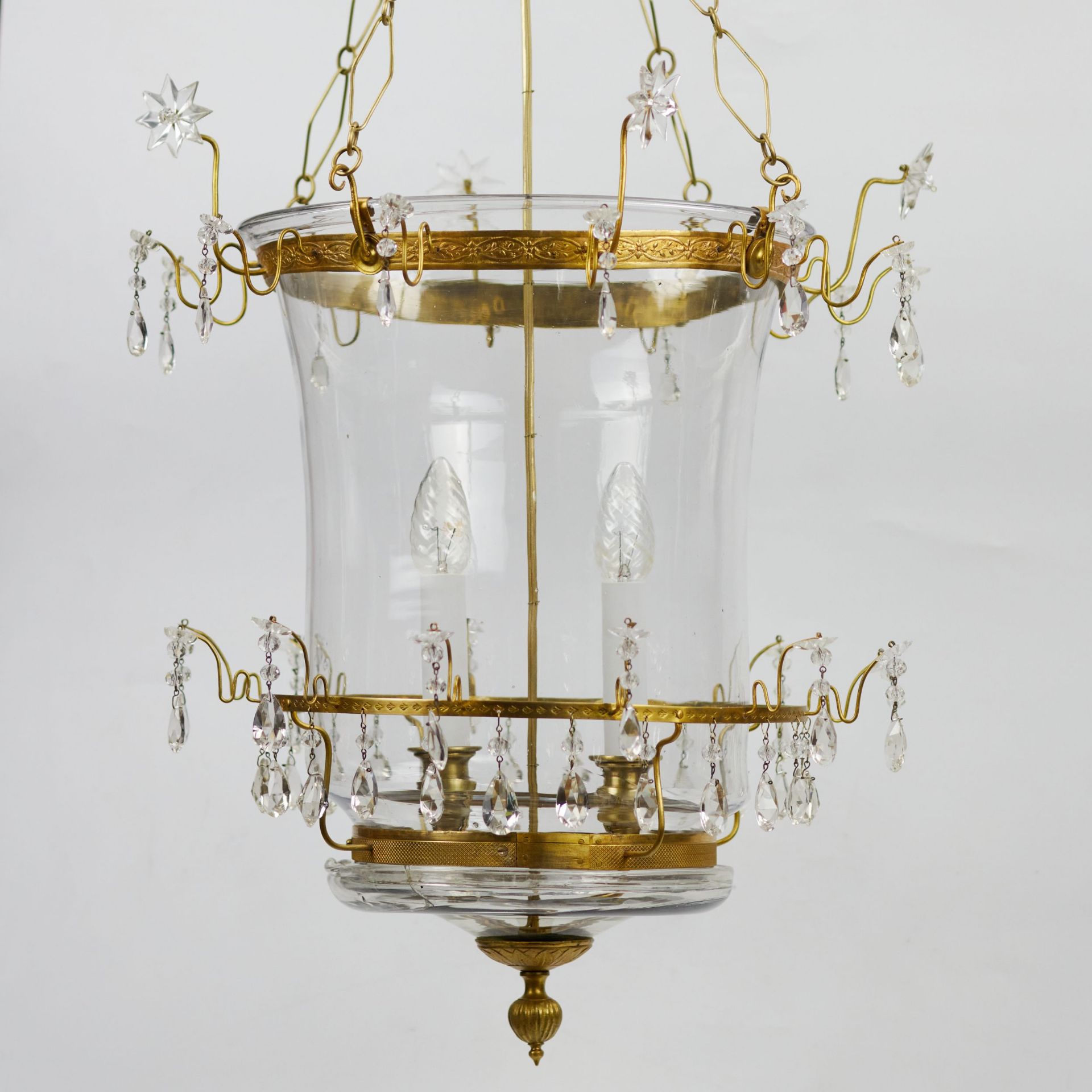 Russian Crystal & Ormolu Mounted Two-Light Lantern Chandelier.Russia, early 19th century. - Bild 5 aus 5