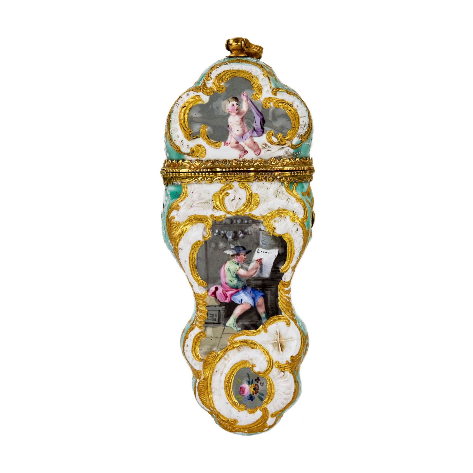 English painted porcelain necessaire with gold. 18 century. - Image 4 of 10