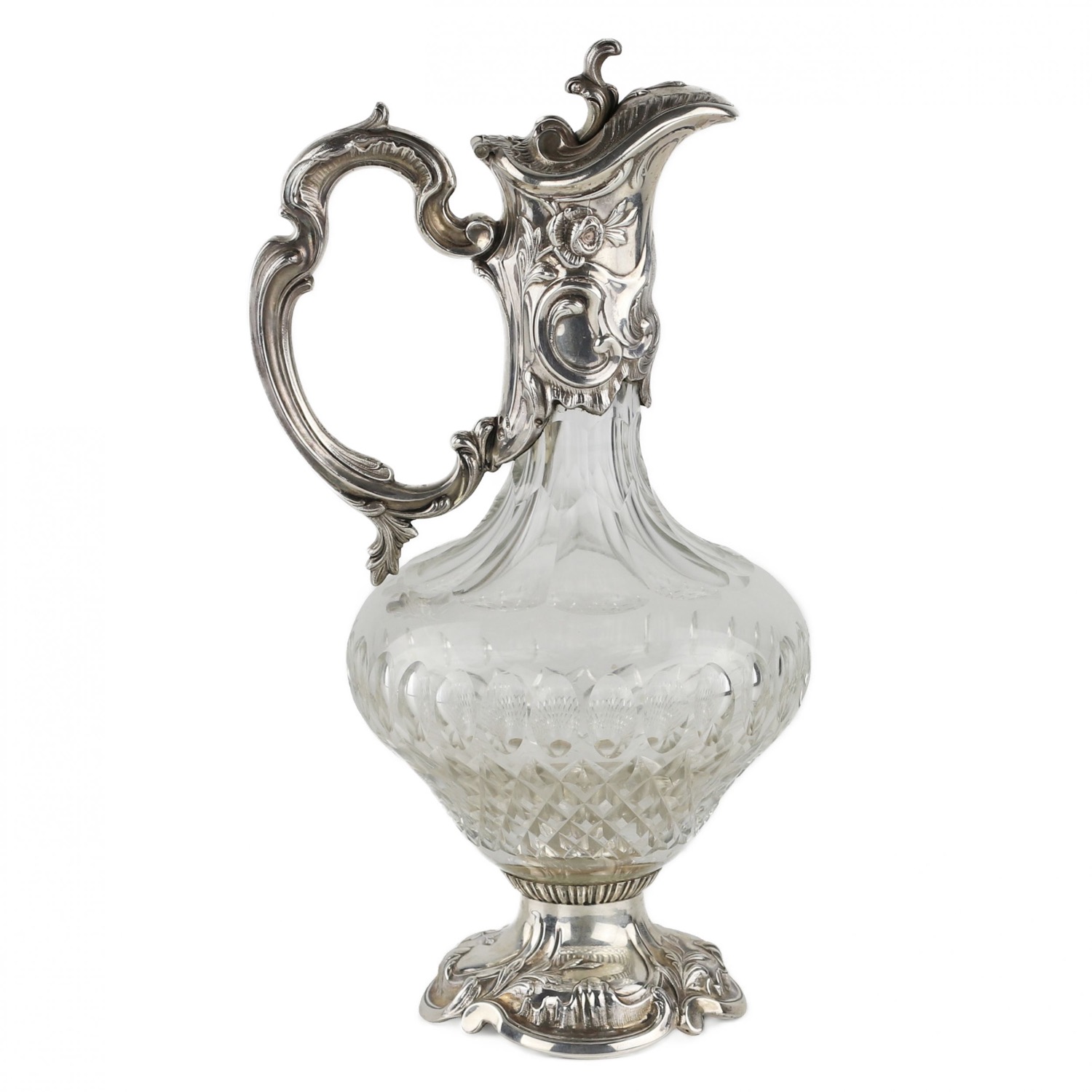 Portuguese crystal wine jug in silver. 19th century. - Image 2 of 7