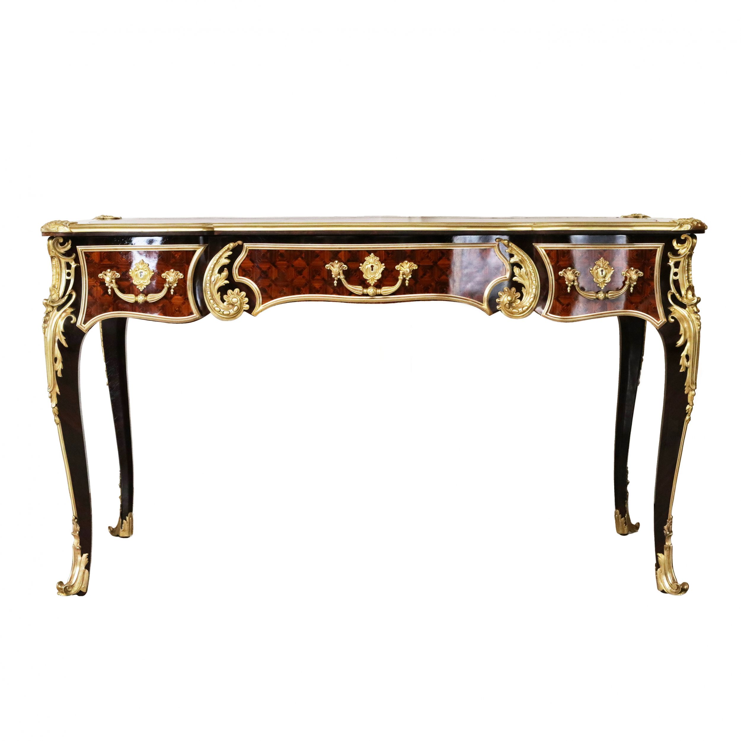Magnificent writing desk in wood and gilded bronze, Louis XV style. - Image 4 of 8
