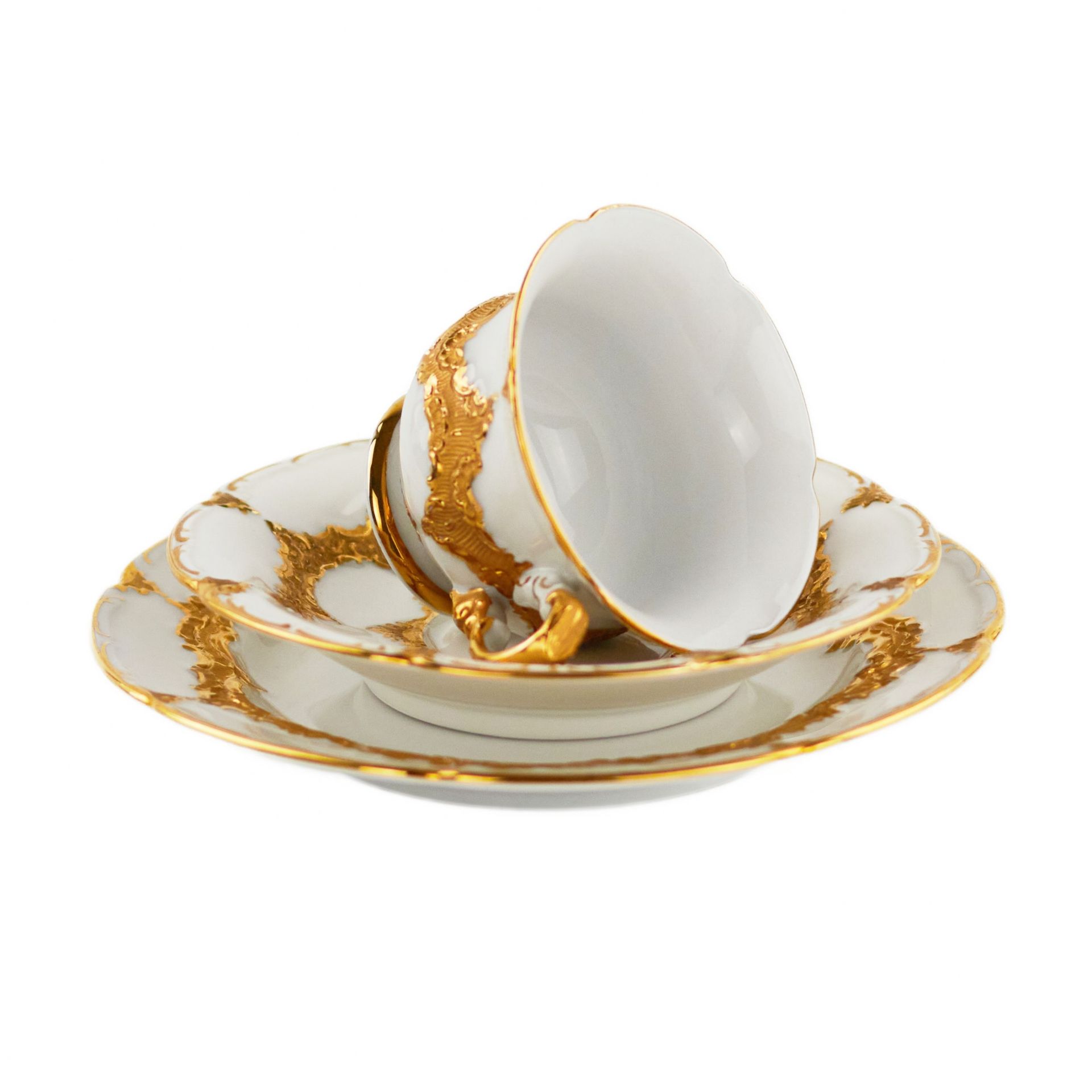Luxurious mocha service for six people. Meissen. 20th century. - Image 3 of 8