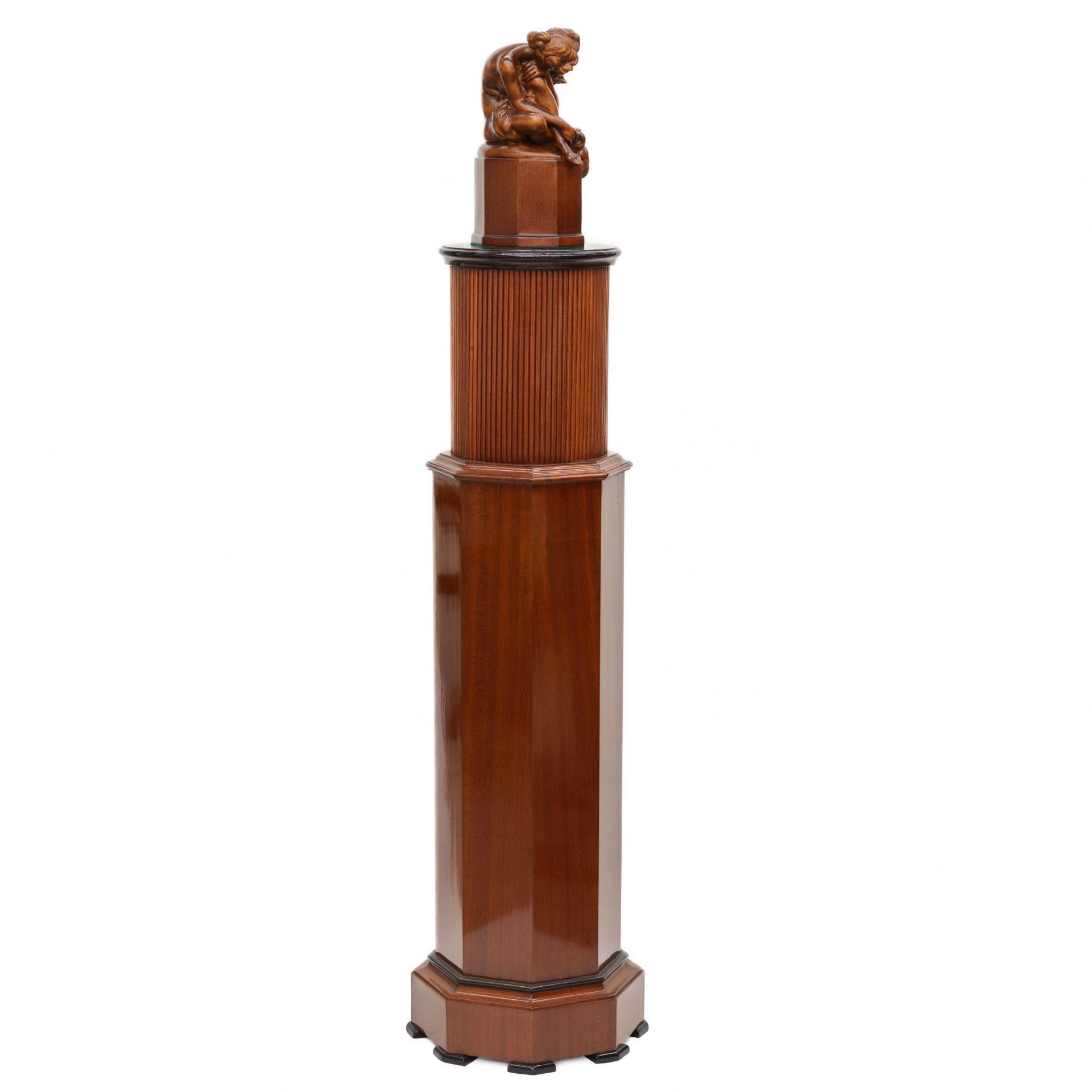 Console column in Art Deco style. With a carved figure of a nude lady and a fox. 20th century. - Image 2 of 8