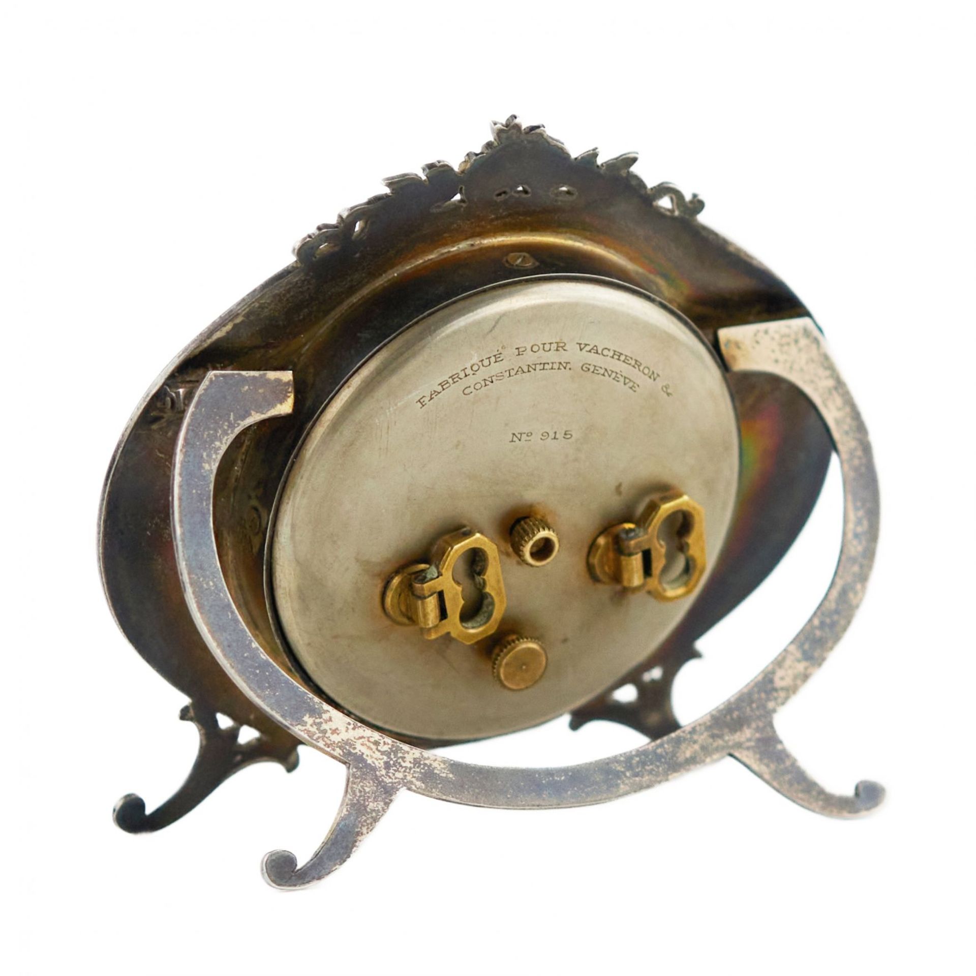 Silver alarm clock, Vacheron Constantin, with guilloche enamel. Switzerland, 1928. - Bild 9 aus 13