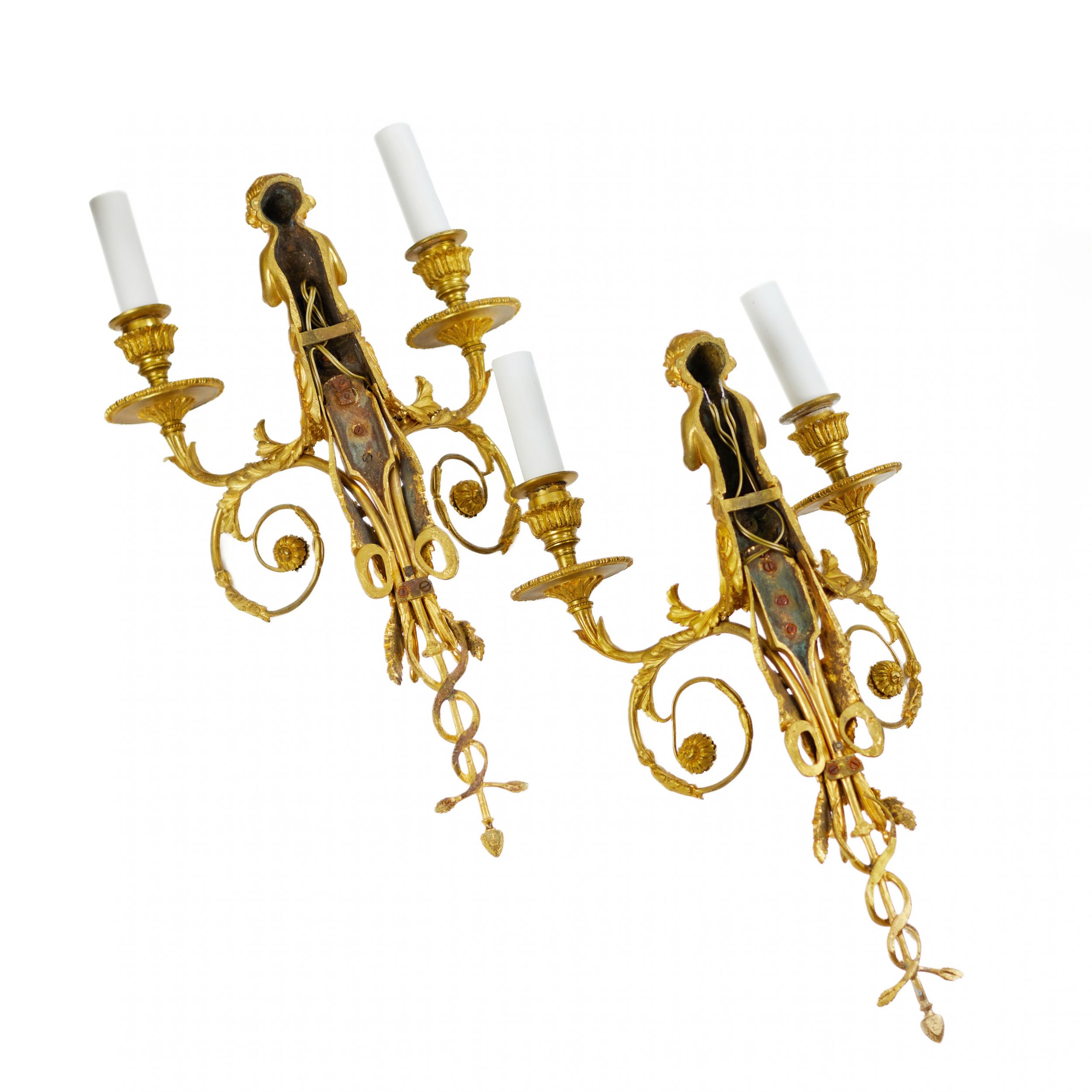 Pair of French gilt bronze sconces, Louis XVI style, 19th century. - Image 6 of 6