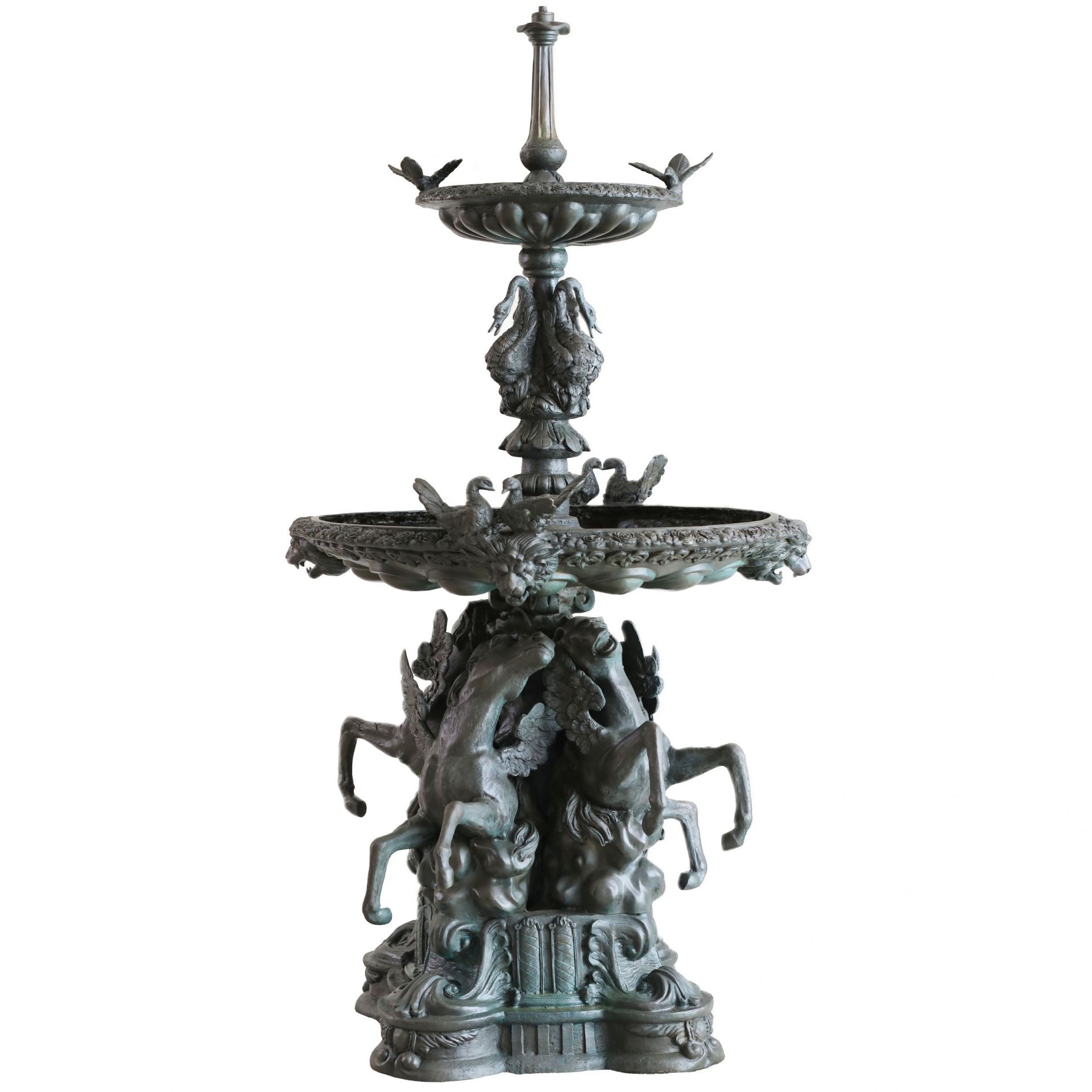 Large bronze fountain with two bowls by Francis Joseph Duret (1804-1865). - Image 2 of 8