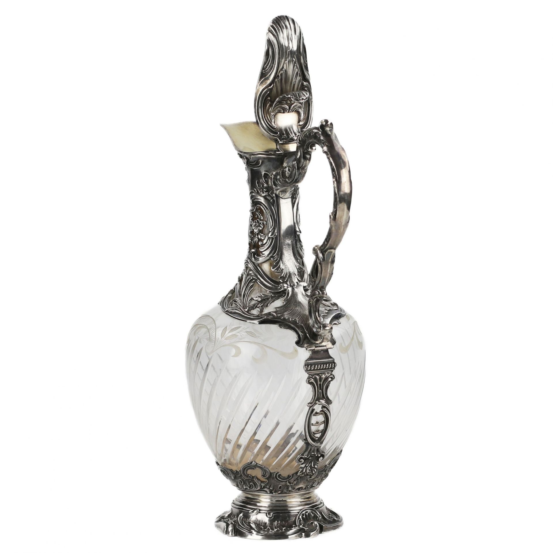 Crystal wine jug in silver, Louis XV style. France. 19th century. - Image 4 of 8