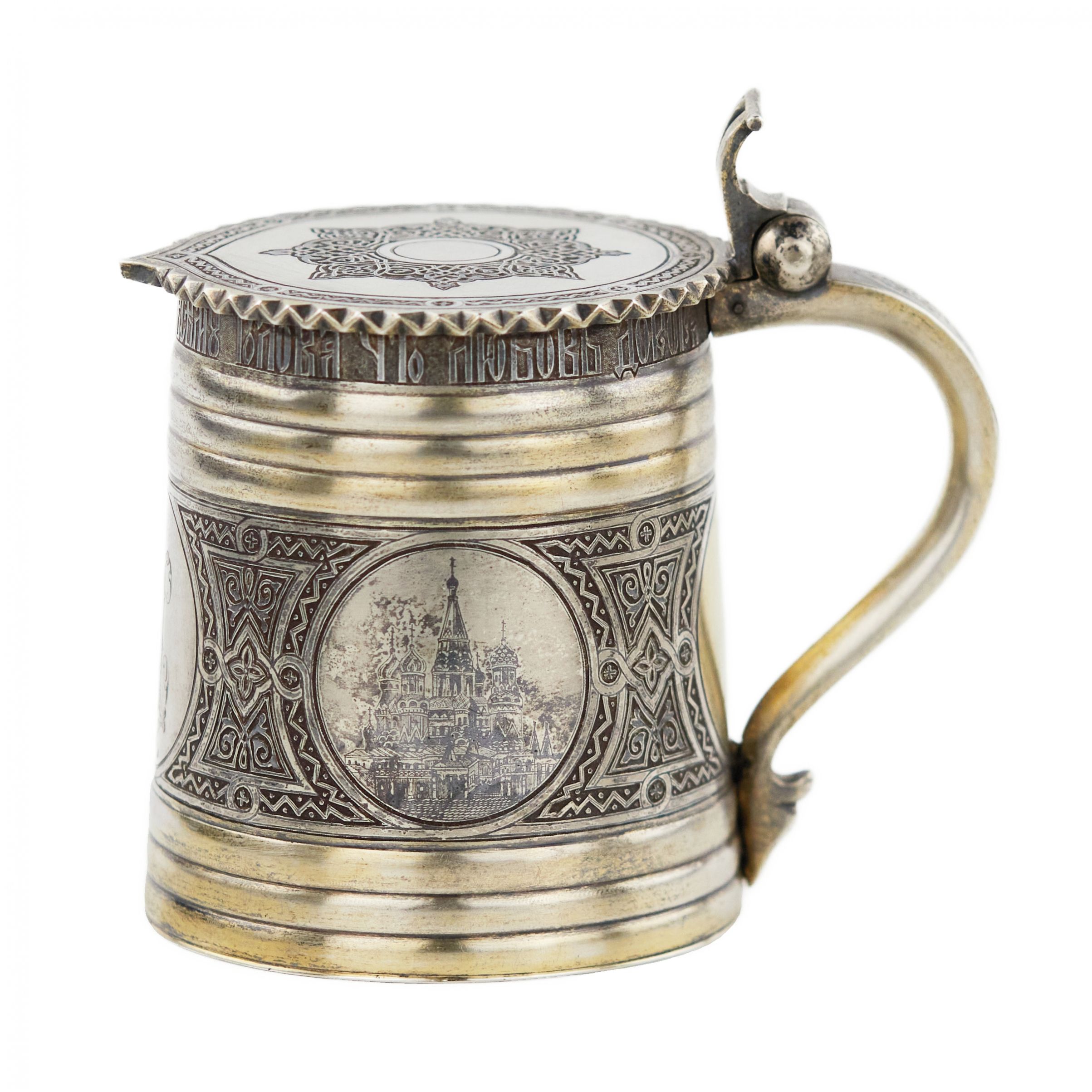 Russian beer mug made of silver. P. Ovchinnikov. 1871 - Image 2 of 12