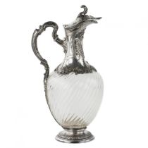 Glass wine jug in silver. France 19th century.