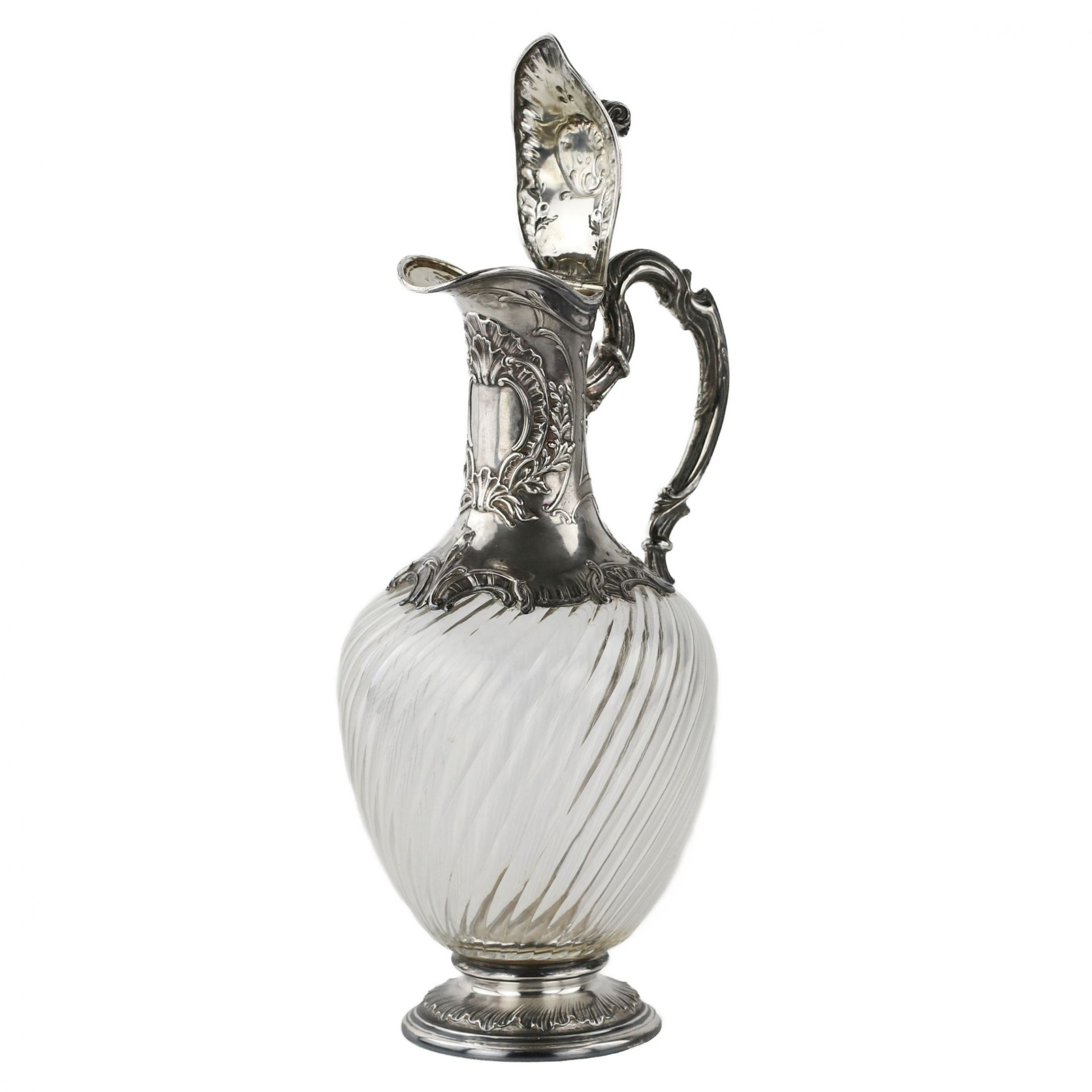 Glass wine jug in silver. France 19th century. - Bild 3 aus 8