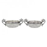 Pair of crystal candy bowls with silver. 15 Artel. Russia. 1908-1917