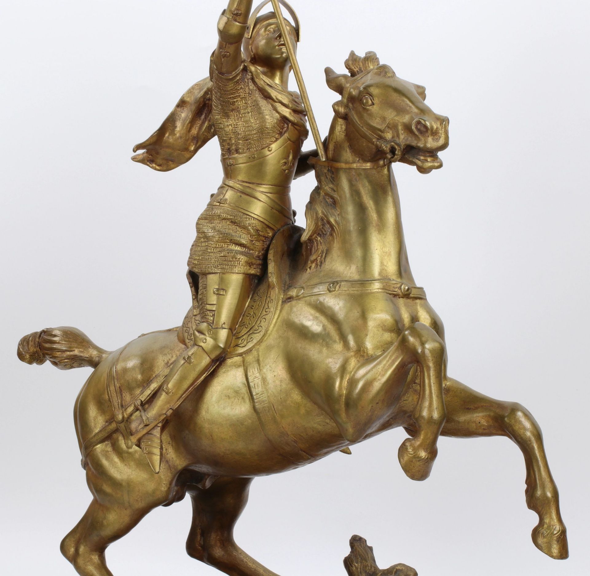 Heroic bronze of an equestrian knight. - Image 5 of 10