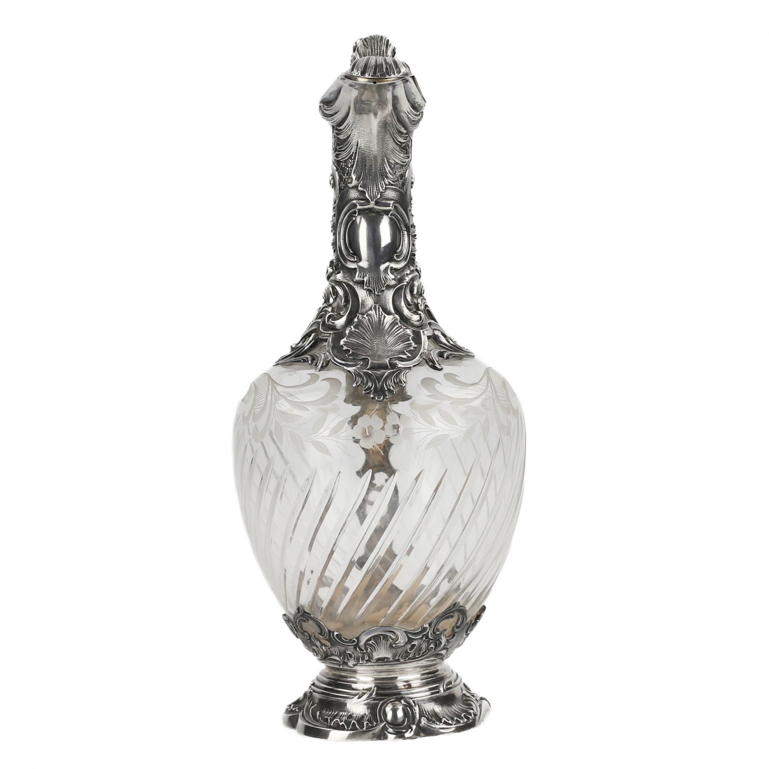 Crystal wine jug in silver, Louis XV style. France. 19th century. - Image 3 of 8