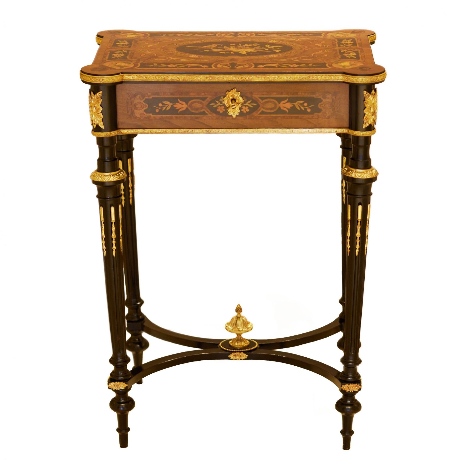 A lovely inlaid wood dressing table with gilded bronze. France late 19th century. - Image 2 of 9