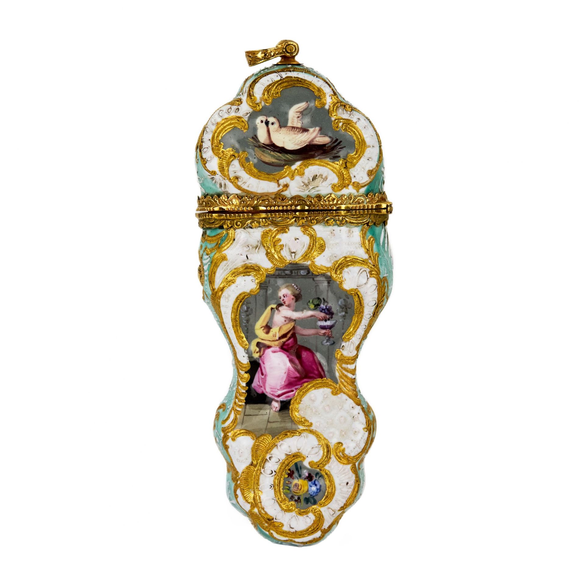 English painted porcelain necessaire with gold. 18 century. - Image 6 of 10