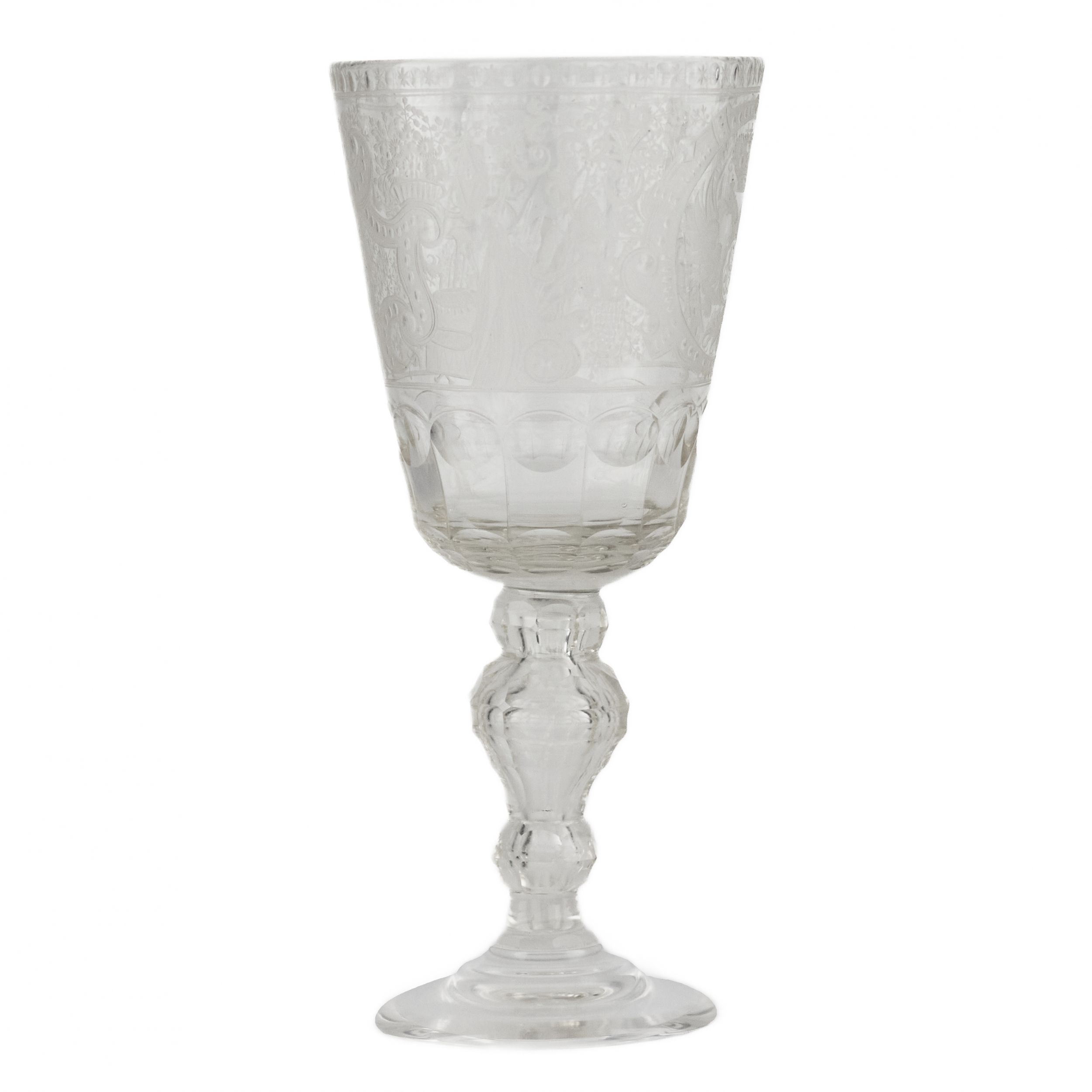 A glass tray goblet with a monogram and a portrait of Elizaveta Petrovna. Russia.19th century. - Image 6 of 10