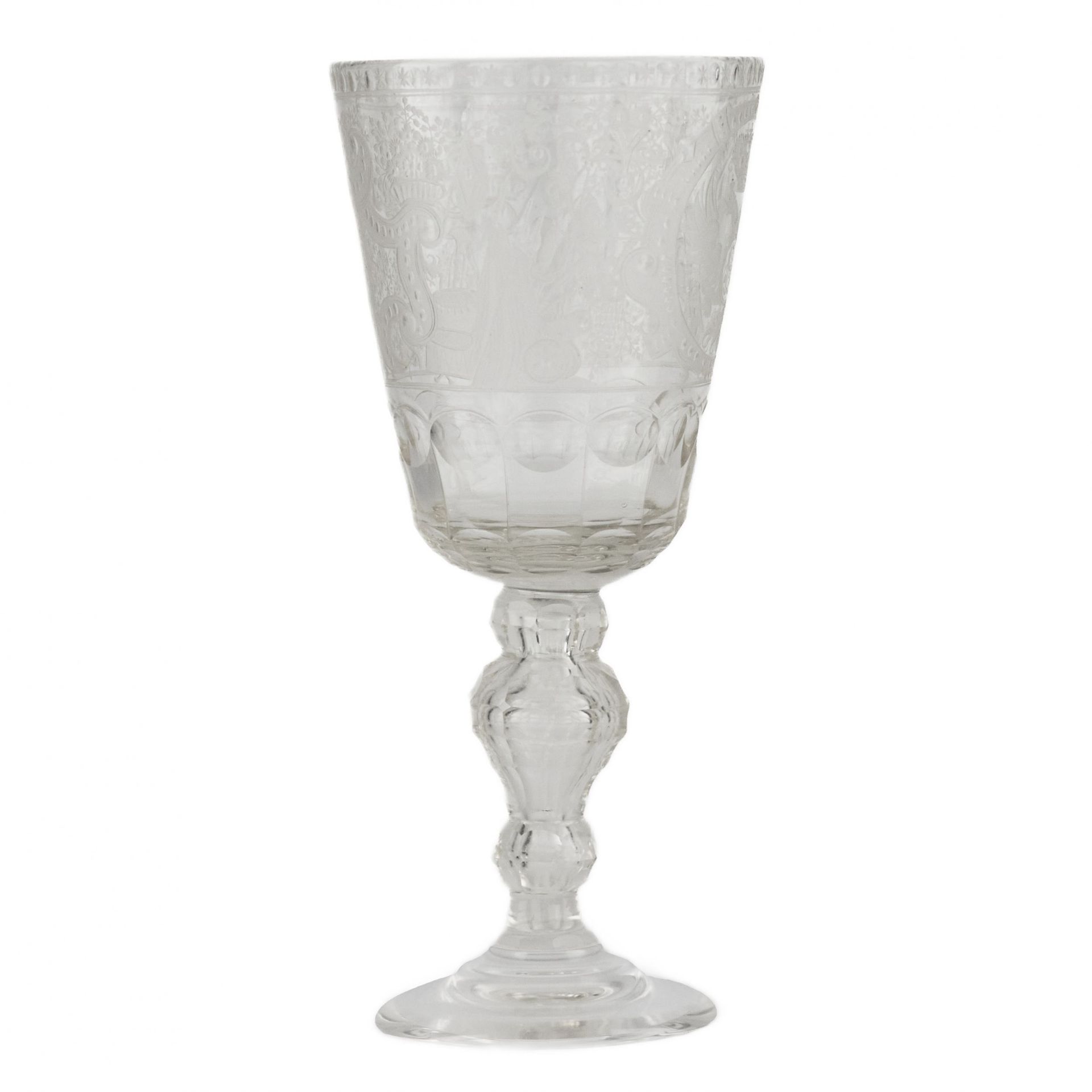 A glass tray goblet with a monogram and a portrait of Elizaveta Petrovna. Russia.19th century. - Bild 6 aus 10