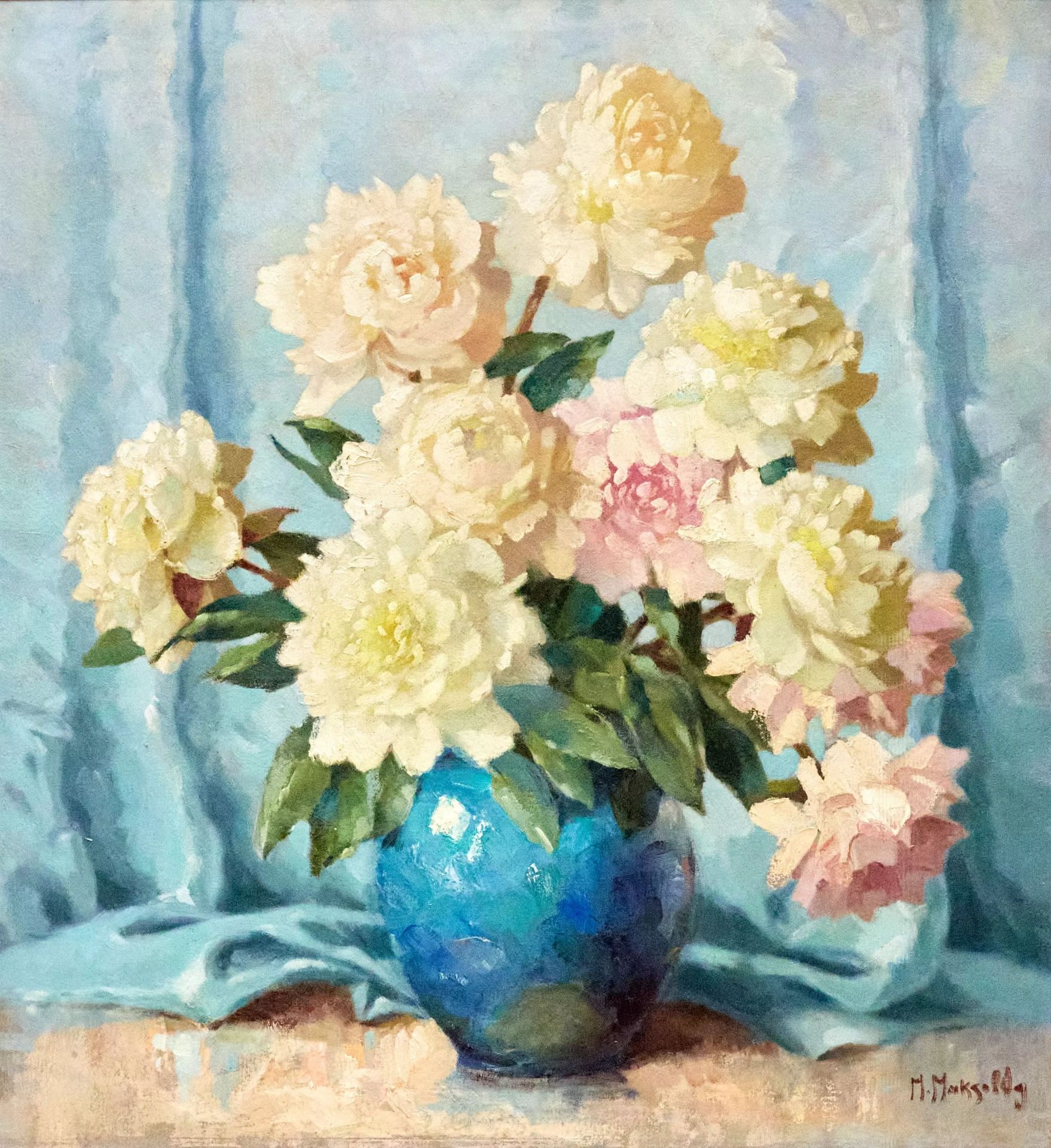 Maximilian Maxolli. Still life with peonies. - Image 2 of 4