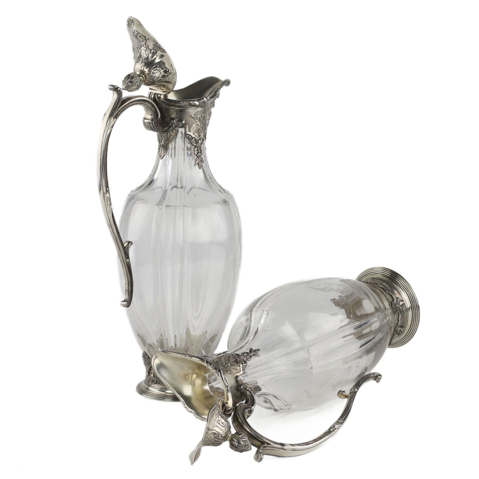 A pair of glass Regency style jugs in silver from CHRISTOFLE. - Bild 5 aus 9