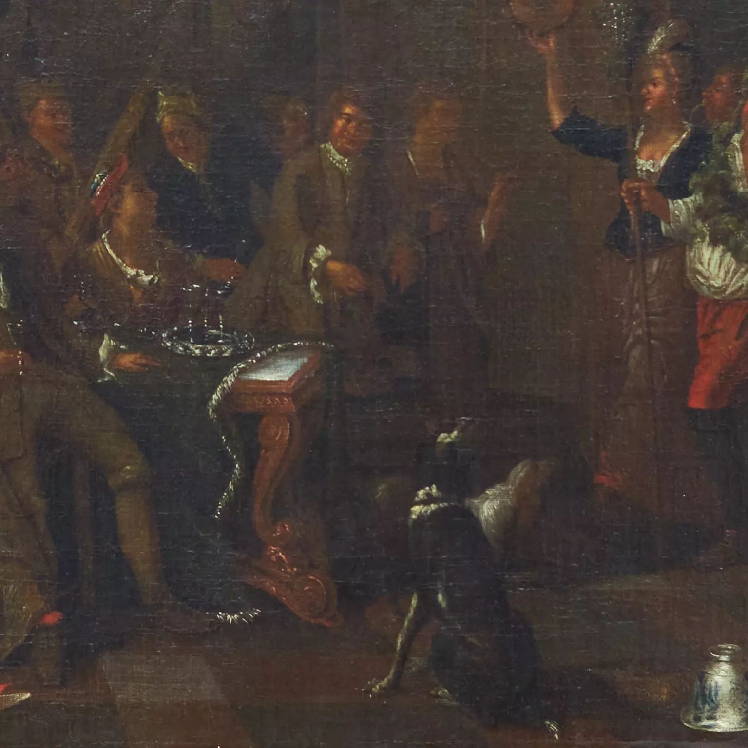 Dutch genre painting of the 18th century. Feast of Dionysus. Attributed to Horemans Jan Joseff. - Image 5 of 7