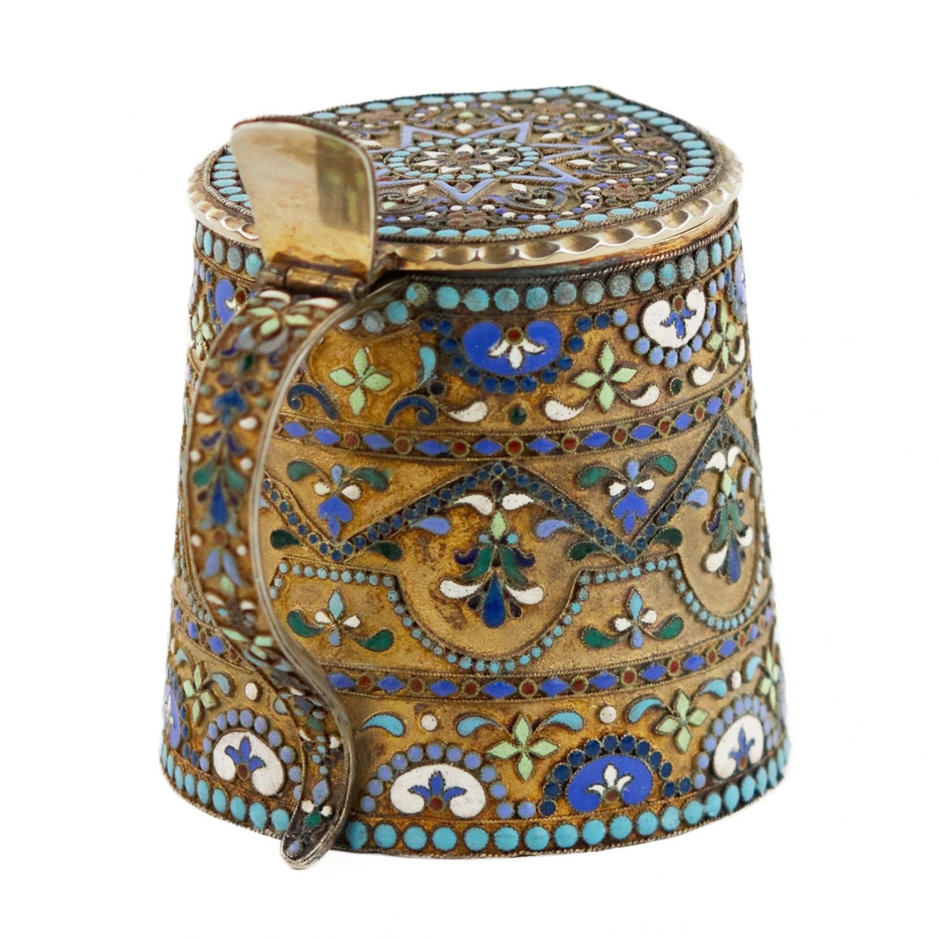 Russian, silver cloisonne enamel mug in neo-Russian style. 20th century. - Bild 3 aus 8