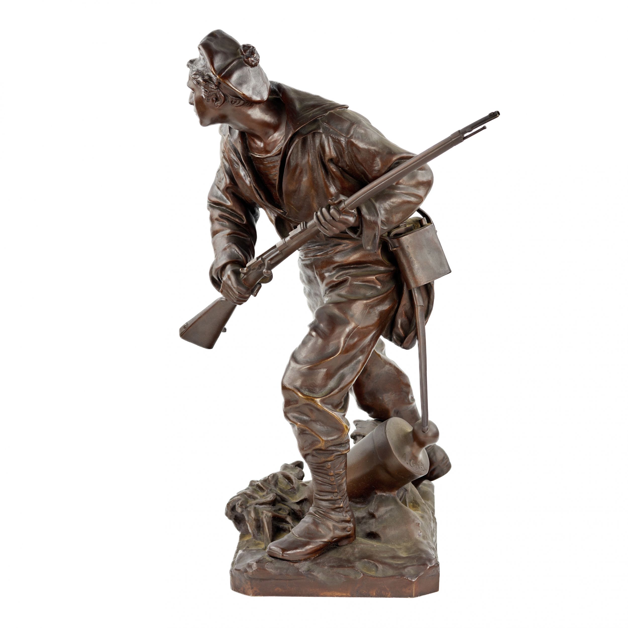 Onisme Aristide Croisy. Bronze figure of a brave, military sailor. - Image 5 of 8