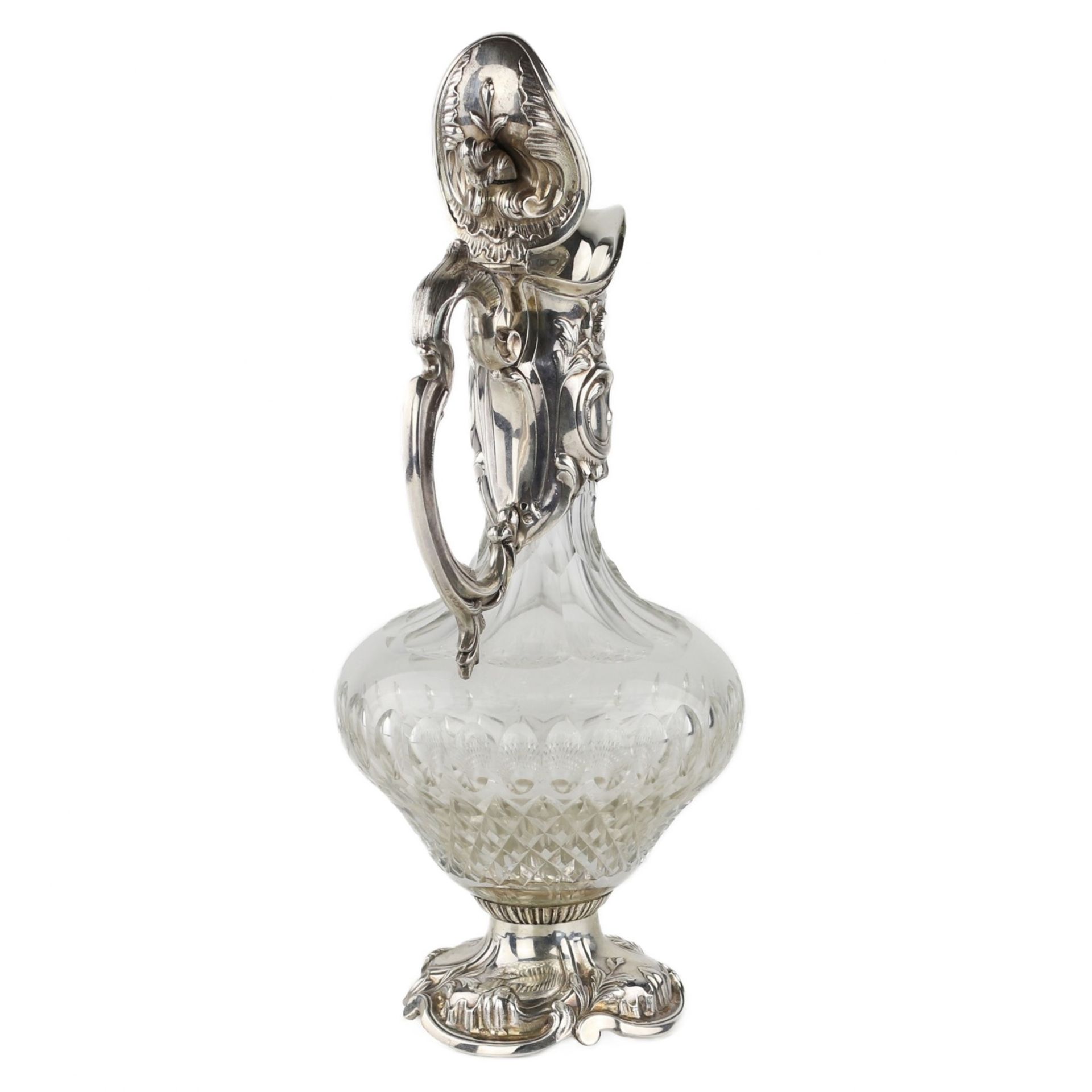 Portuguese crystal wine jug in silver. 19th century. - Image 4 of 7