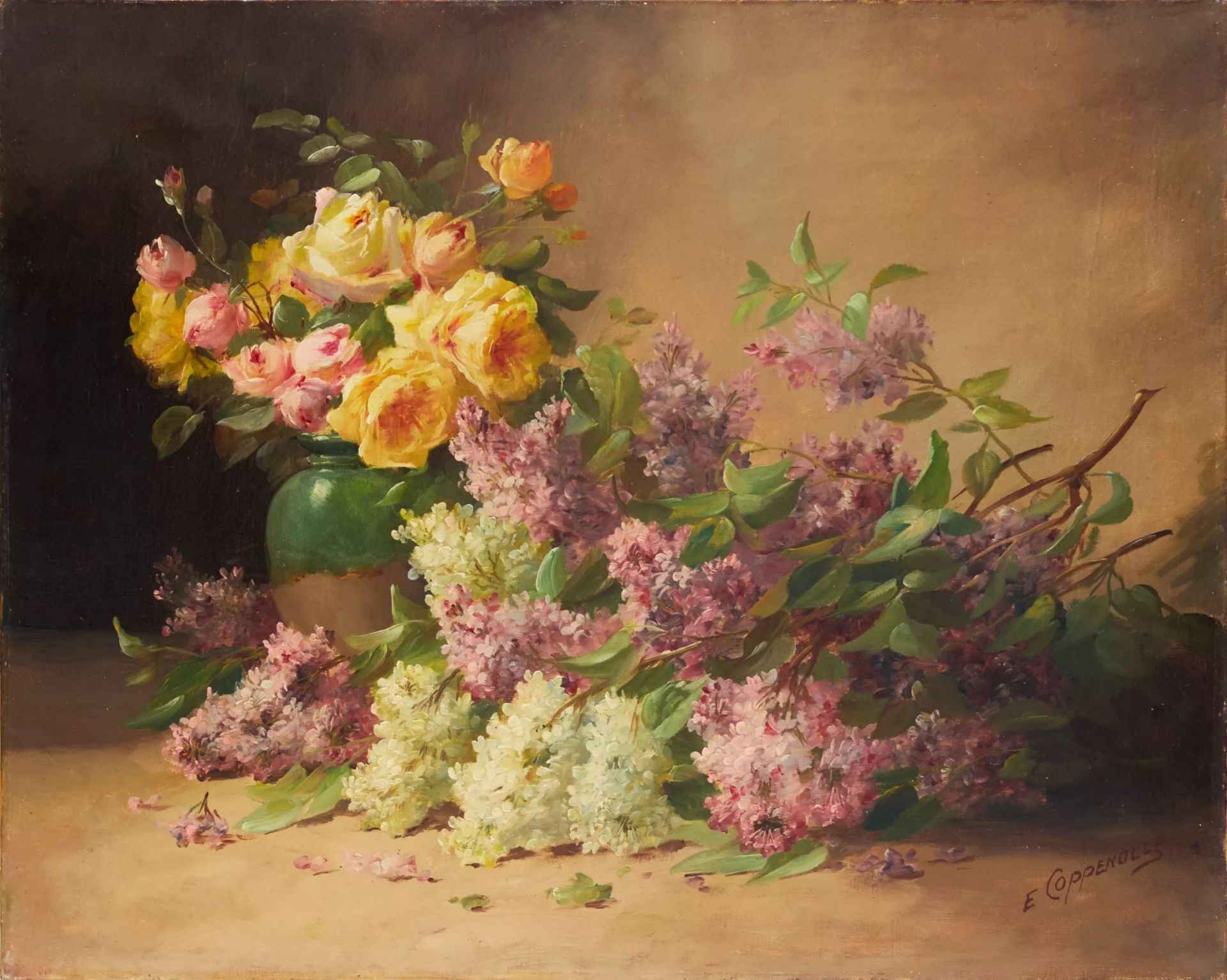 Edmond VAN COPPENOLLE. Still life with lilacs. France. 19th century. - Image 3 of 6