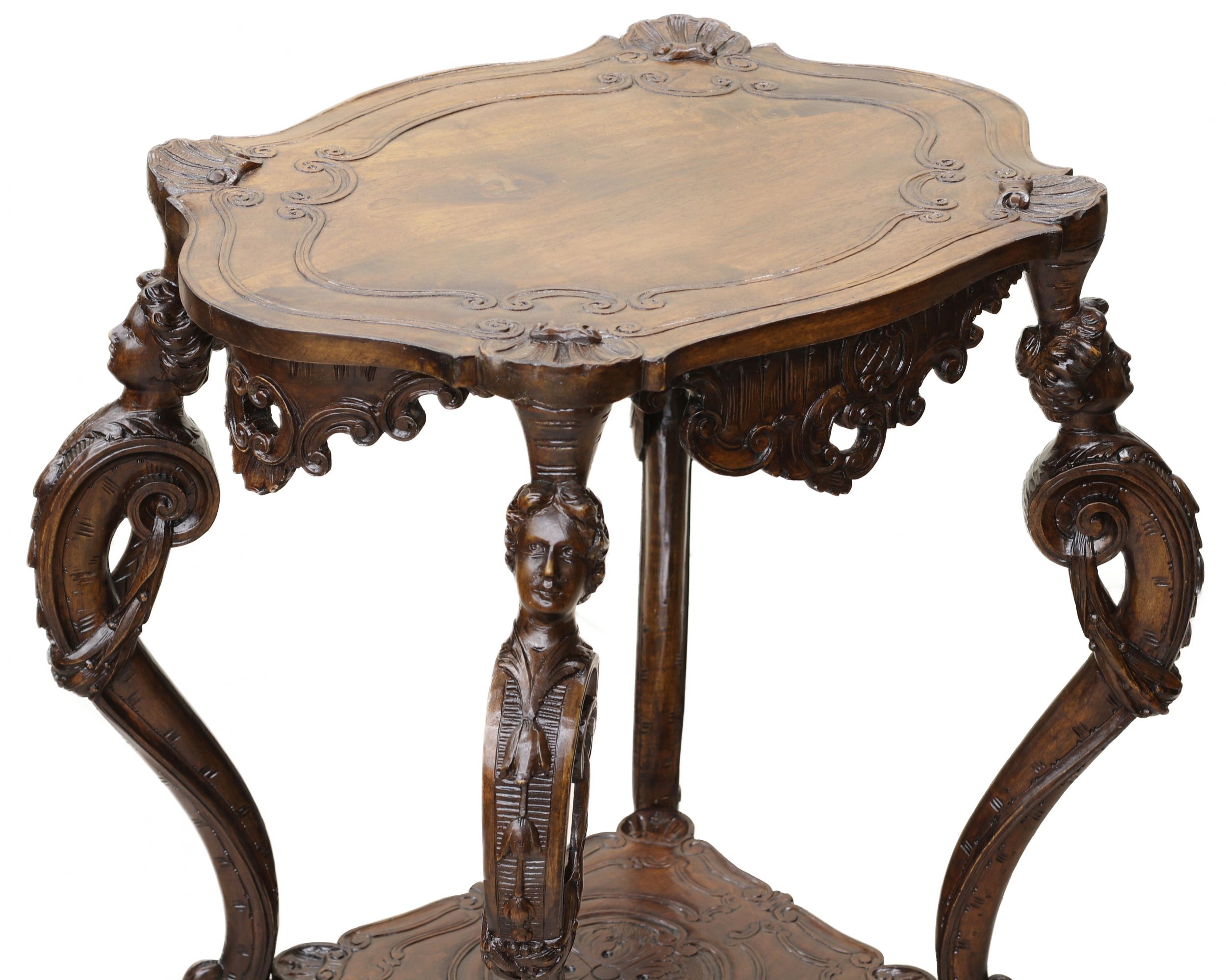 Carved wooden table in neo-Rococo style from the turn of the 19th century. - Image 6 of 7