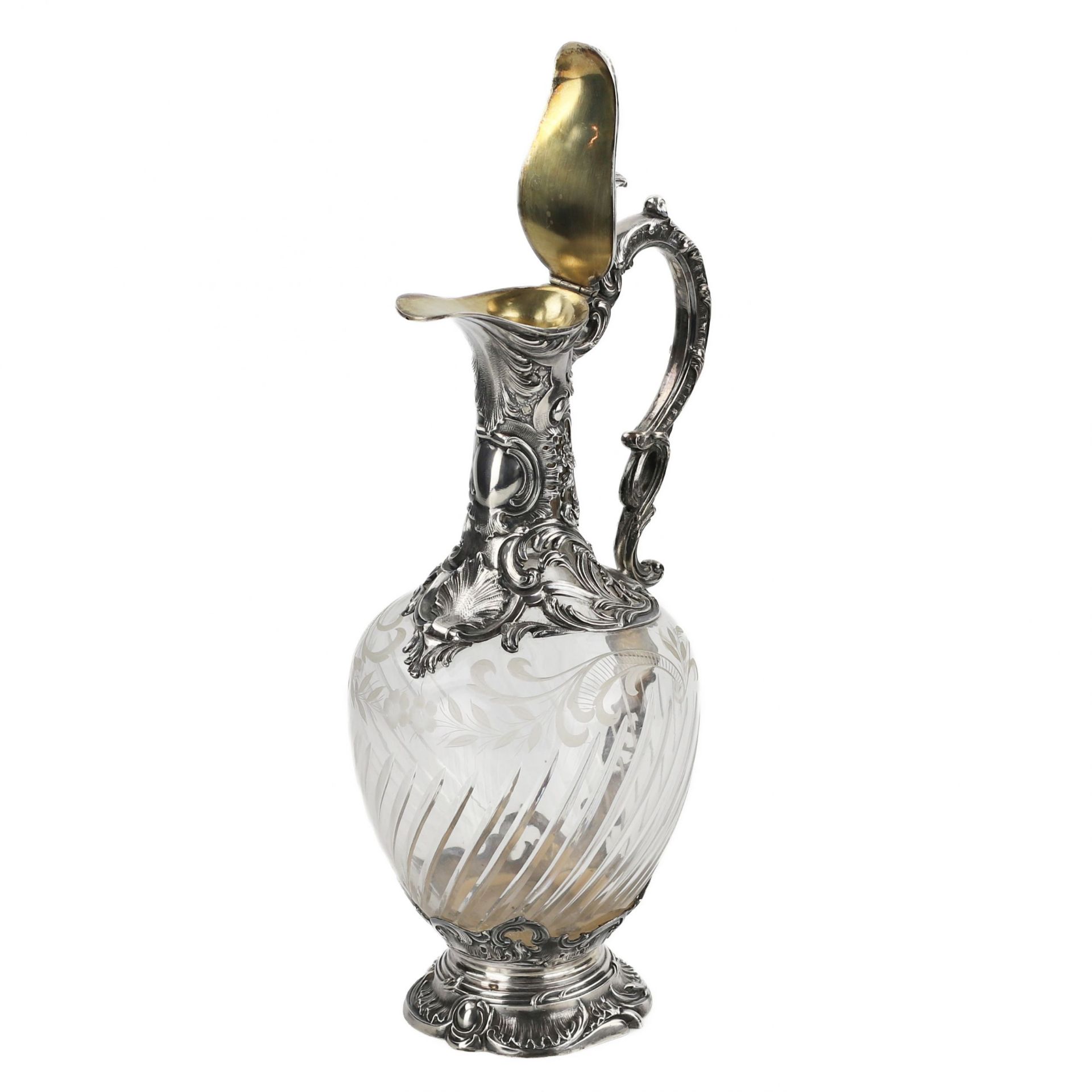 Crystal wine jug in silver, Louis XV style. France. 19th century. - Image 5 of 8