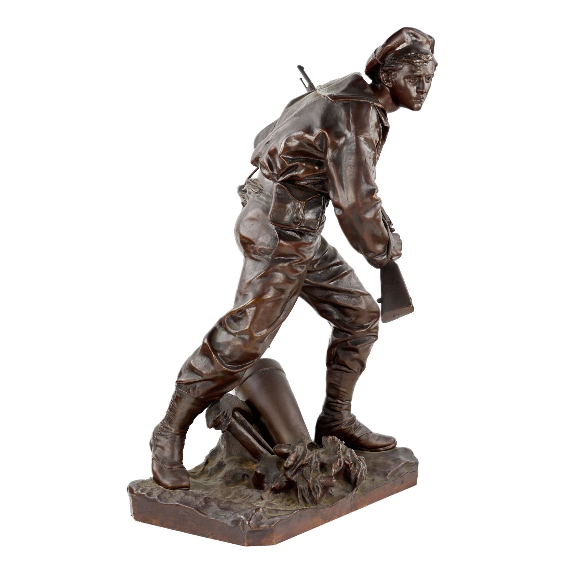 Onisme Aristide Croisy. Bronze figure of a brave, military sailor. - Image 2 of 8