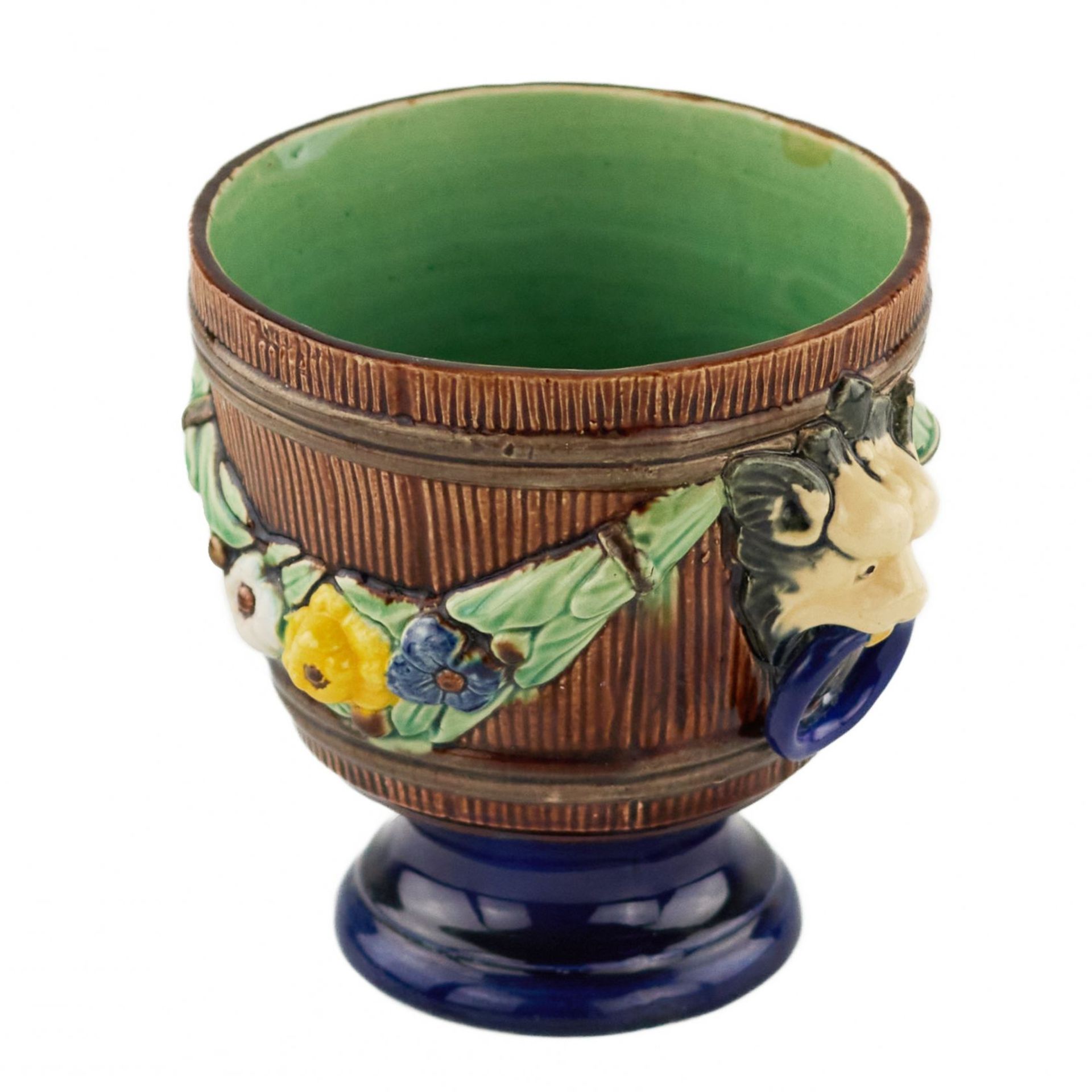 A small majolica flowerpot from the S.I. factory. Maslennikova. 1880s. - Bild 4 aus 7