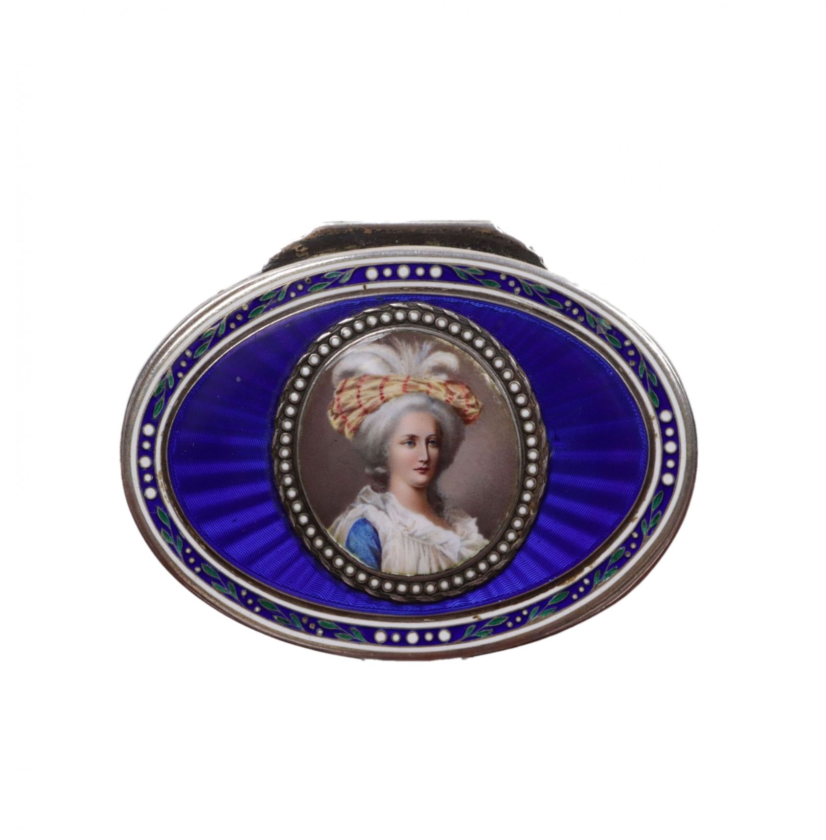 Oval box made of gilded silver with guilloche enamel decor. Early 20th century. - Bild 9 aus 9