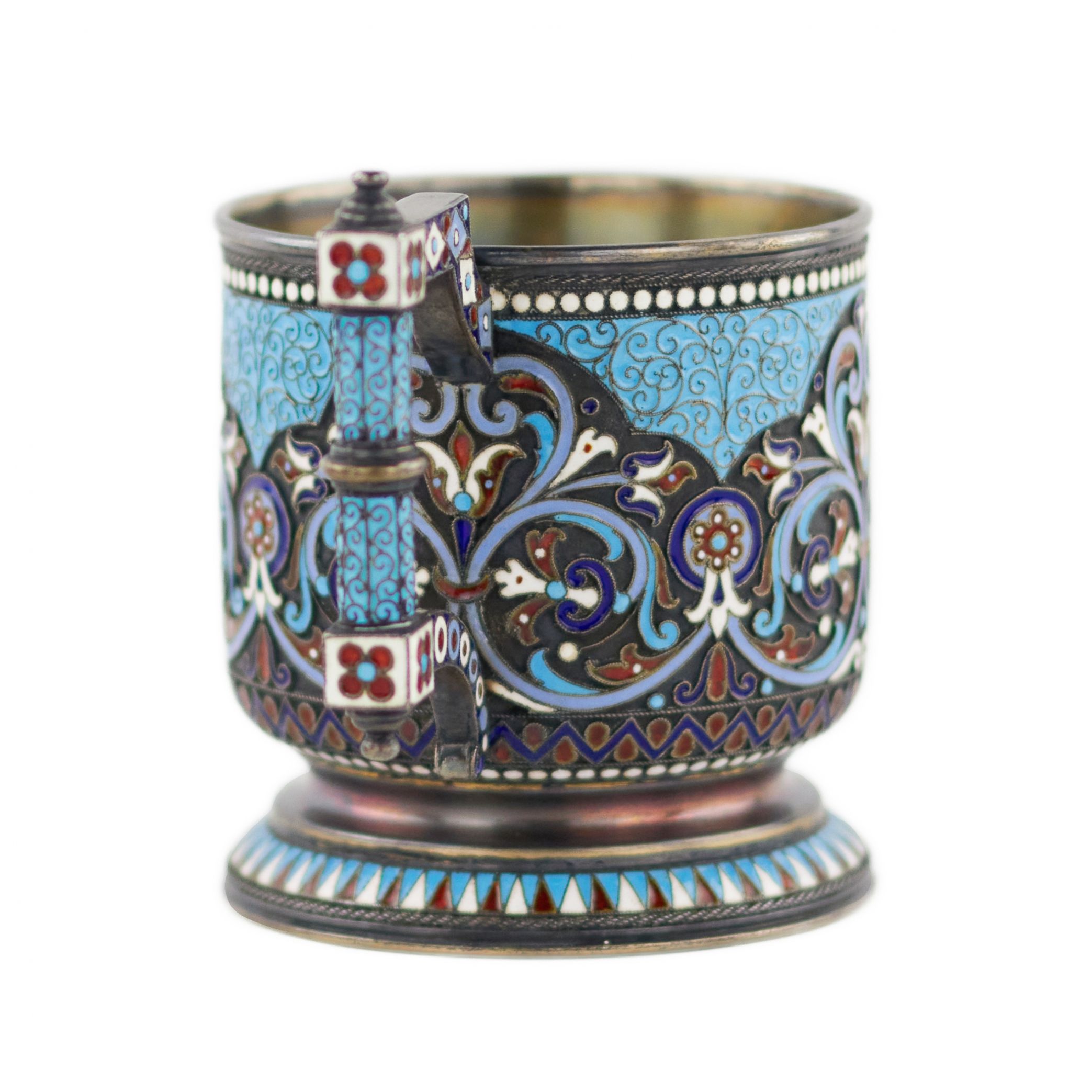 Nikolay ALEXEEV, silver cloisonne enamel glass holder in neo-Russian style. 1895 - Image 3 of 9