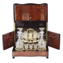 Maison TAHAN. Magnificent liquor bar in a burl veneer body. France. The period of Napoleon III.