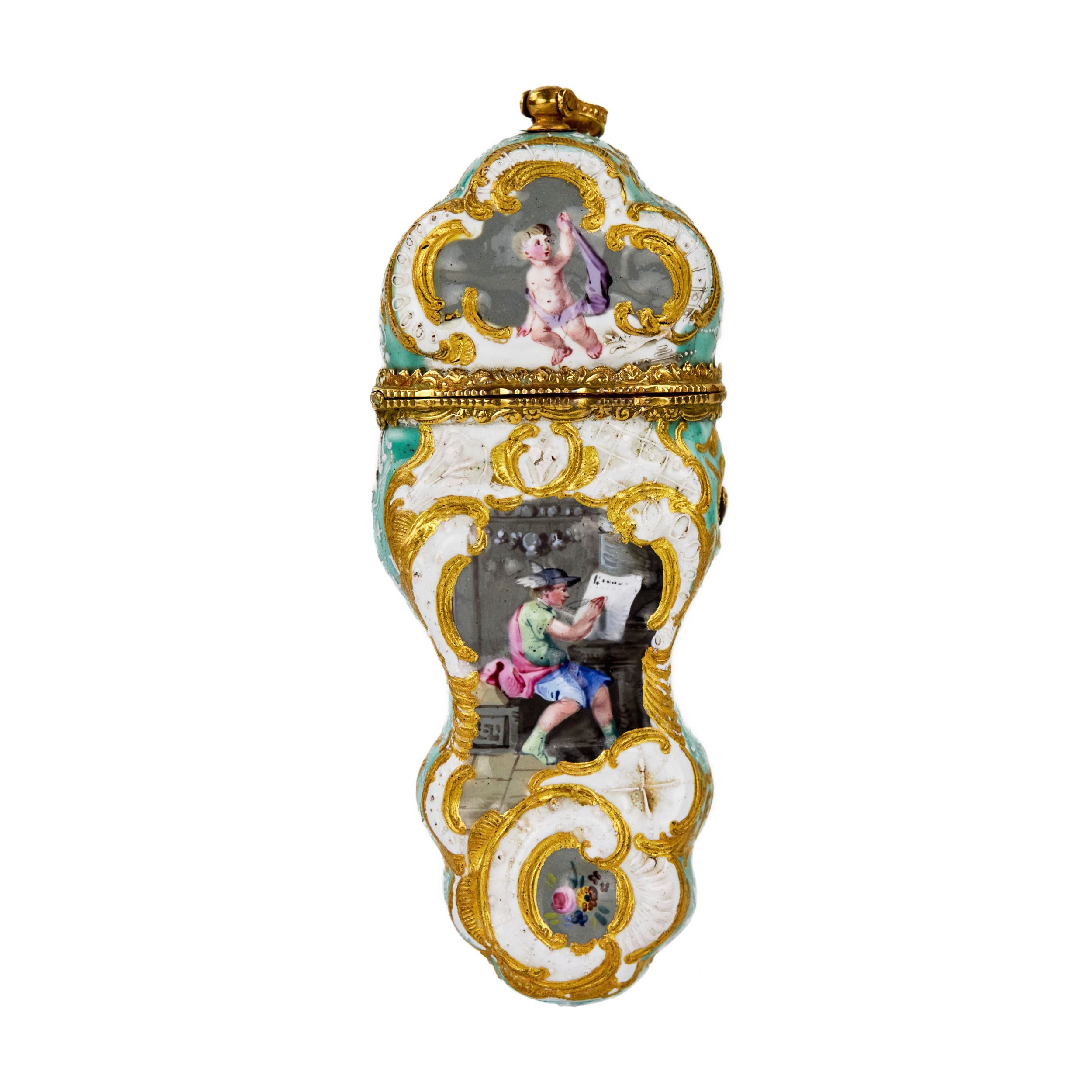 English painted porcelain necessaire with gold. 18 century. - Image 3 of 10