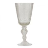 A glass tray goblet with a monogram and a portrait of Elizaveta Petrovna. Russia.19th century.