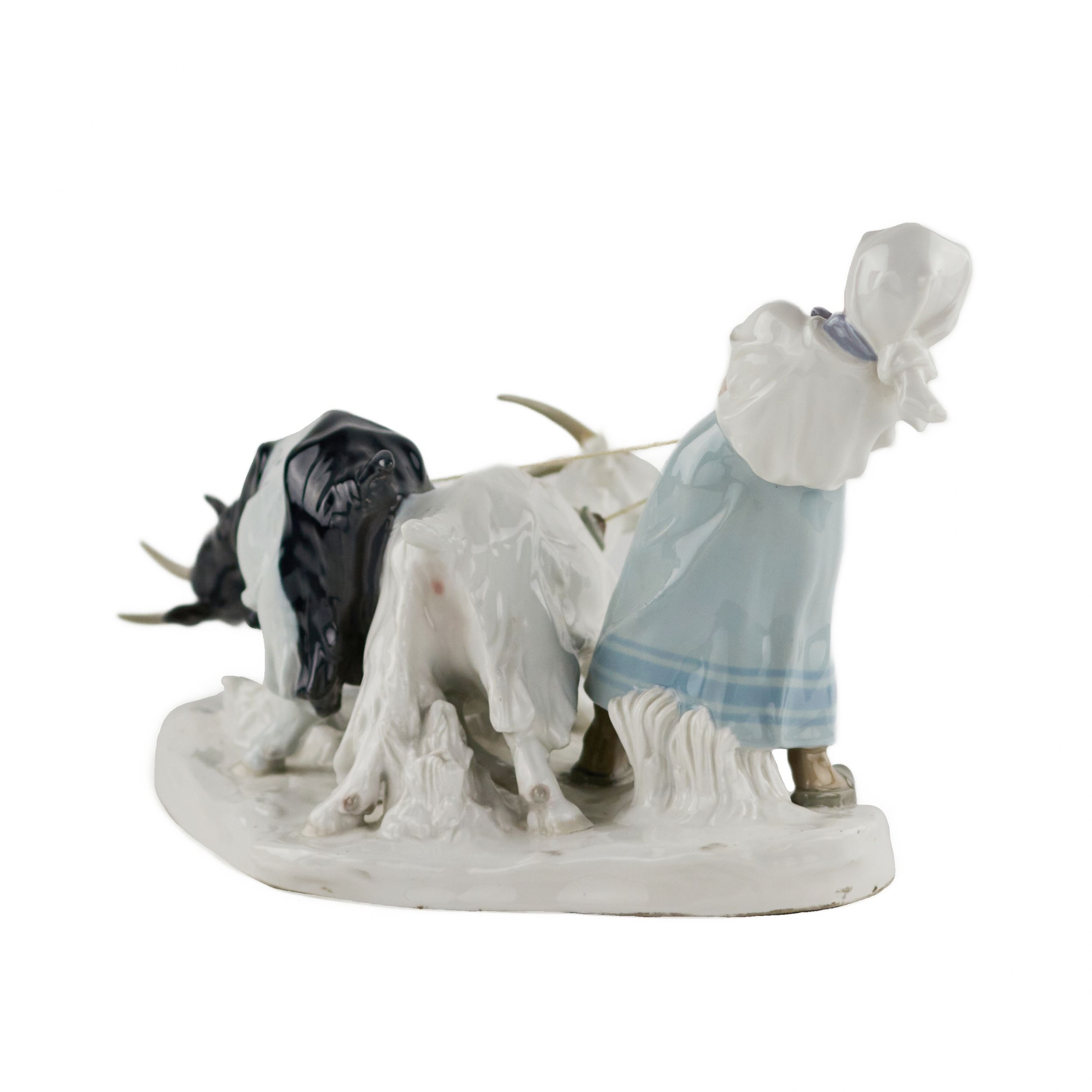 Porcelain composition Shepherdess with goats. Pilz, Otto. Meissen. 1850-1924. - Image 4 of 7