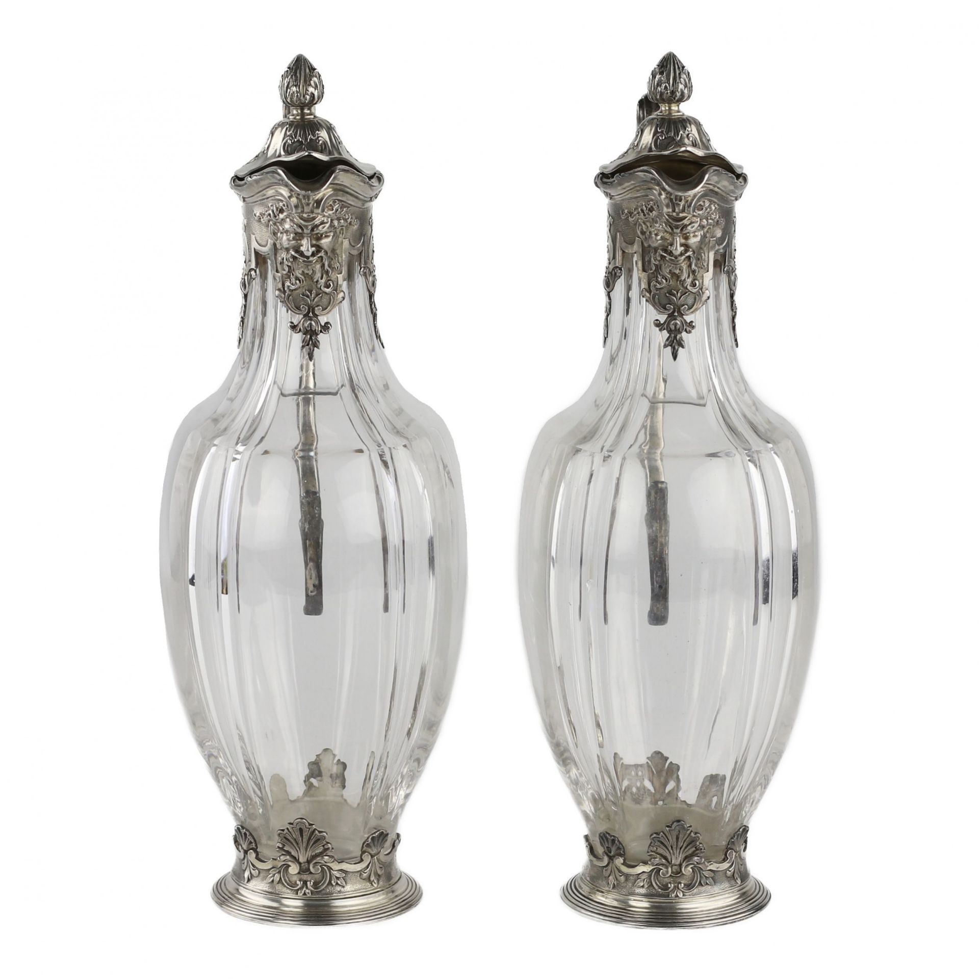 A pair of glass Regency style jugs in silver from CHRISTOFLE. - Bild 2 aus 9