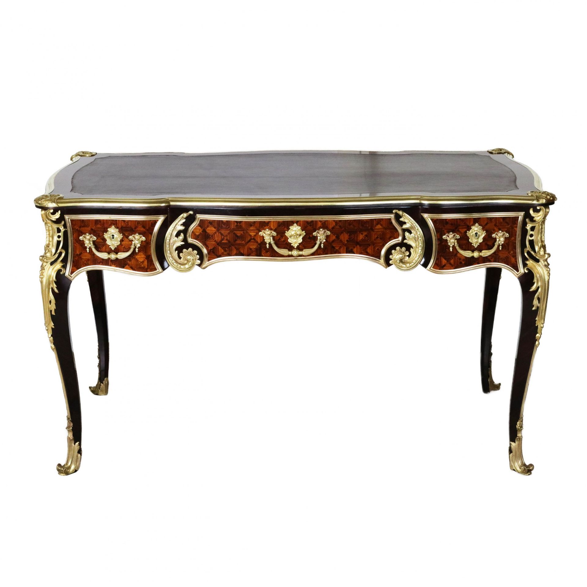 Magnificent writing desk in wood and gilded bronze, Louis XV style. - Bild 2 aus 8